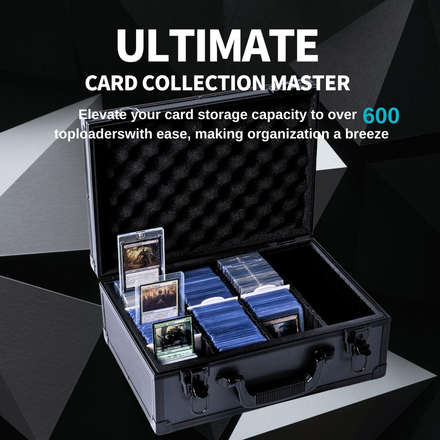 KUOOKING Toploader Storage Box with Card Dividers for 3" x 4" Rigid Cards, Holds 600+ 35pt Top Loaders, Sports Card & Trading Card Storage Case, Baseball Card Box Organizer, Top Loaders Card Holder