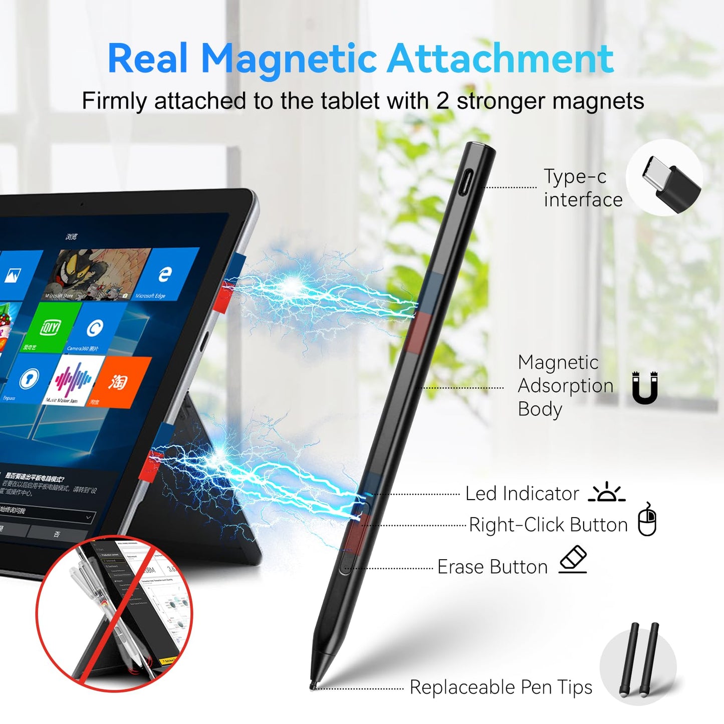Fire Max 11 Stylus Pen,USI 2.0 Certified Stylus Pencil for Amazon Fire Max 11 Tablet & Amazon Fire HD 10 (13th Gen, 2023 Release),Palm Rejetion 4096 Pressure Pen for Lenovo Chromebook Duet Tablet