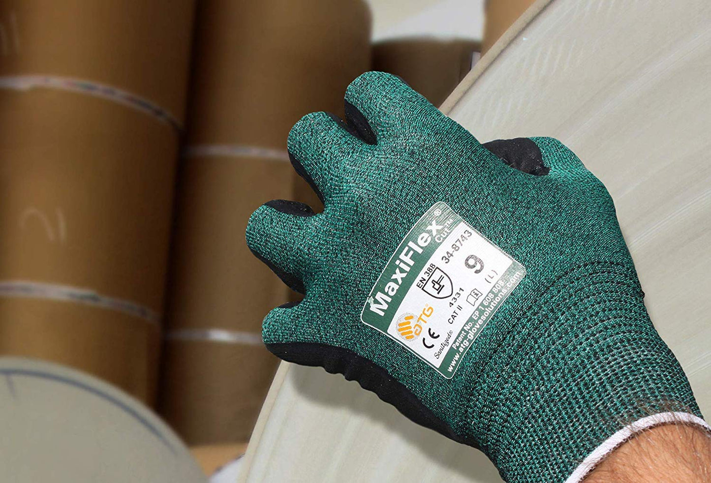 MaxiFlex 34-8743 Gloves Cut Resistant Nitrile Coated Work Green Nitrile Gloves