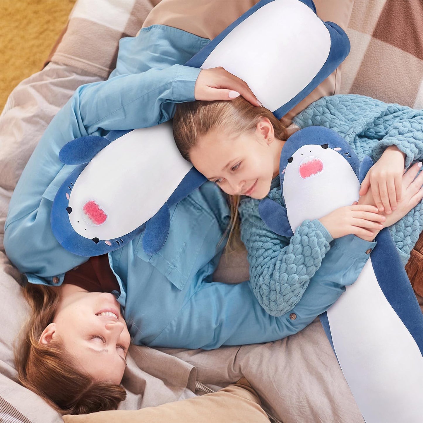 Sprinqdawin Large Shark Plush,33.5" Cute Plushies Long Shark Stuffed Animal,Shark Plush Toys,Cuddly Sleeping Hugging Pillow, Soft Giant Body Pillow,Shark Plushy Gift for Kids Adults Birthday