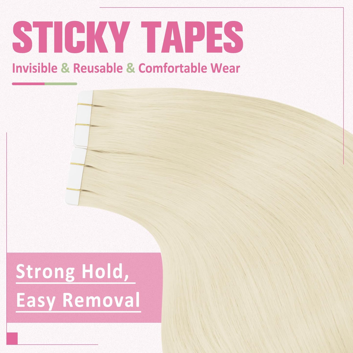 YoungSee Platinum Blonde Tape in Extensions Human Hair 24 Inch Seamless Tape in Hair Extensions Human Hair Platinum Blonde Tape on Hair Extensions Human Hair Blonde for Long Hair 20pcs 50g