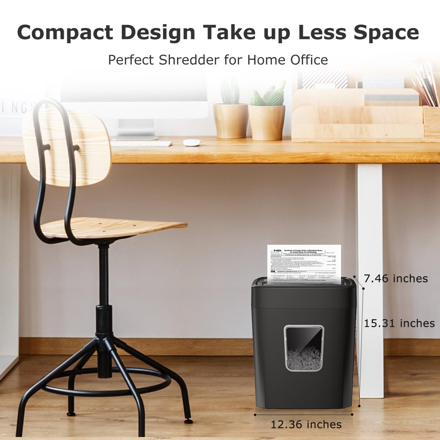 Bonsaii Paper Shredder, 8-Sheet Crosscut Home Office Shredder with 4.2 Gallon Bin, P-4 Security Level Document Shredder Shred Credit Card/Mail/Staple/Clip (C261-C Updated)