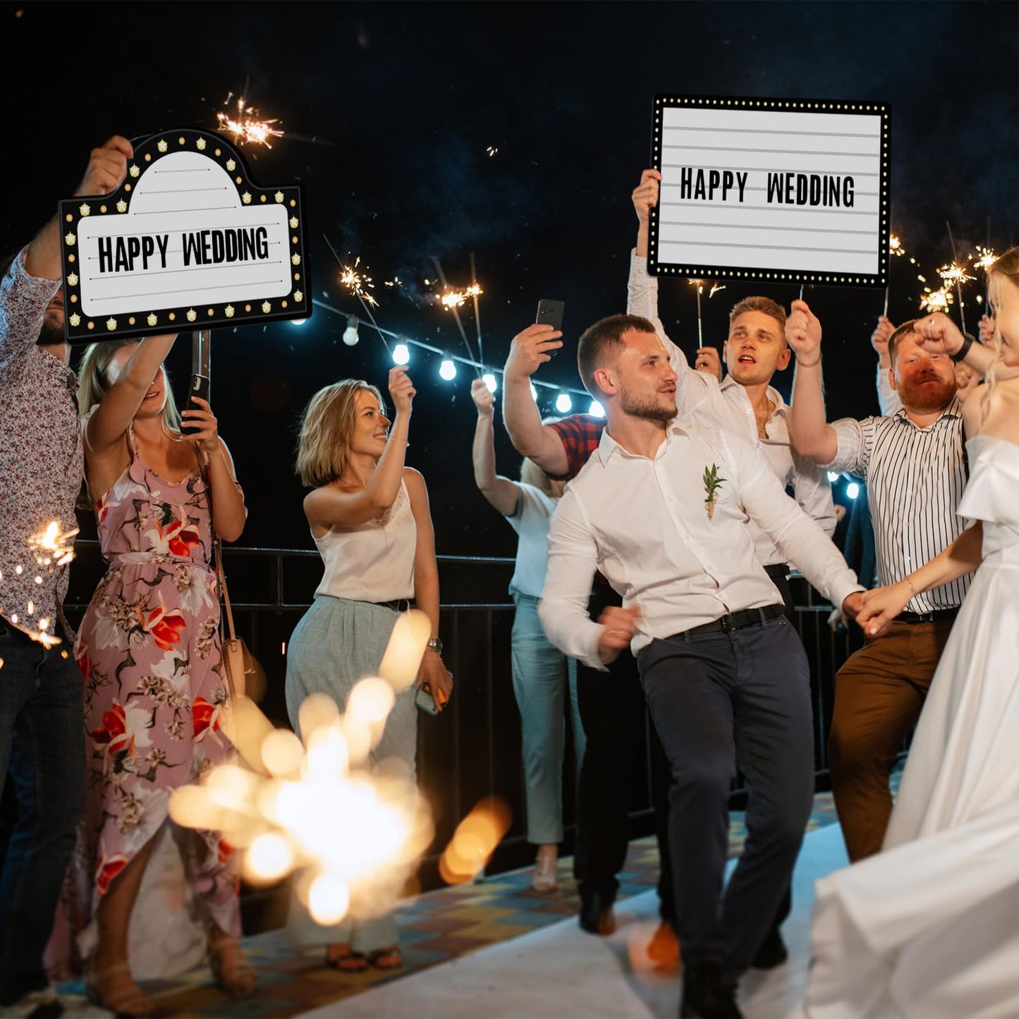 Feifeiya 6 Pack Wedding Bottle Service Sign with Letters Sticker Entrance Props Bridal Party Nightclub Bottle Service Sign with Letters for Nightclub Clubs Weddings Parties(Classic,Black)