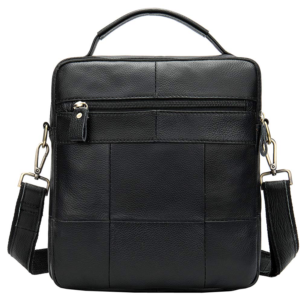 Leather Business Messenger Bag Shoulder Handbag for Men Travel Outdoor Crossbody Handbags Briefcase Wallet Phone Pouch Purse Casual Daypack Black