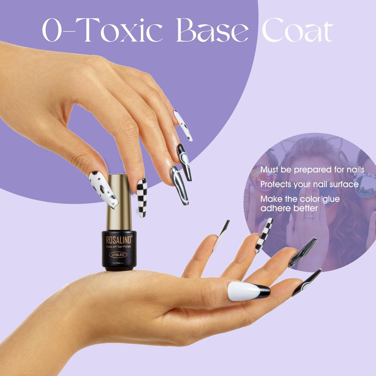 ROSALIND 100PCS Gel Nail Polish Set, 92 PCS Colors Gel Polish Set with 8 Bottles of Base and Glossy Matte Top Coat Starter Gel Nail Set Suitable for All Seasons Gift for Women