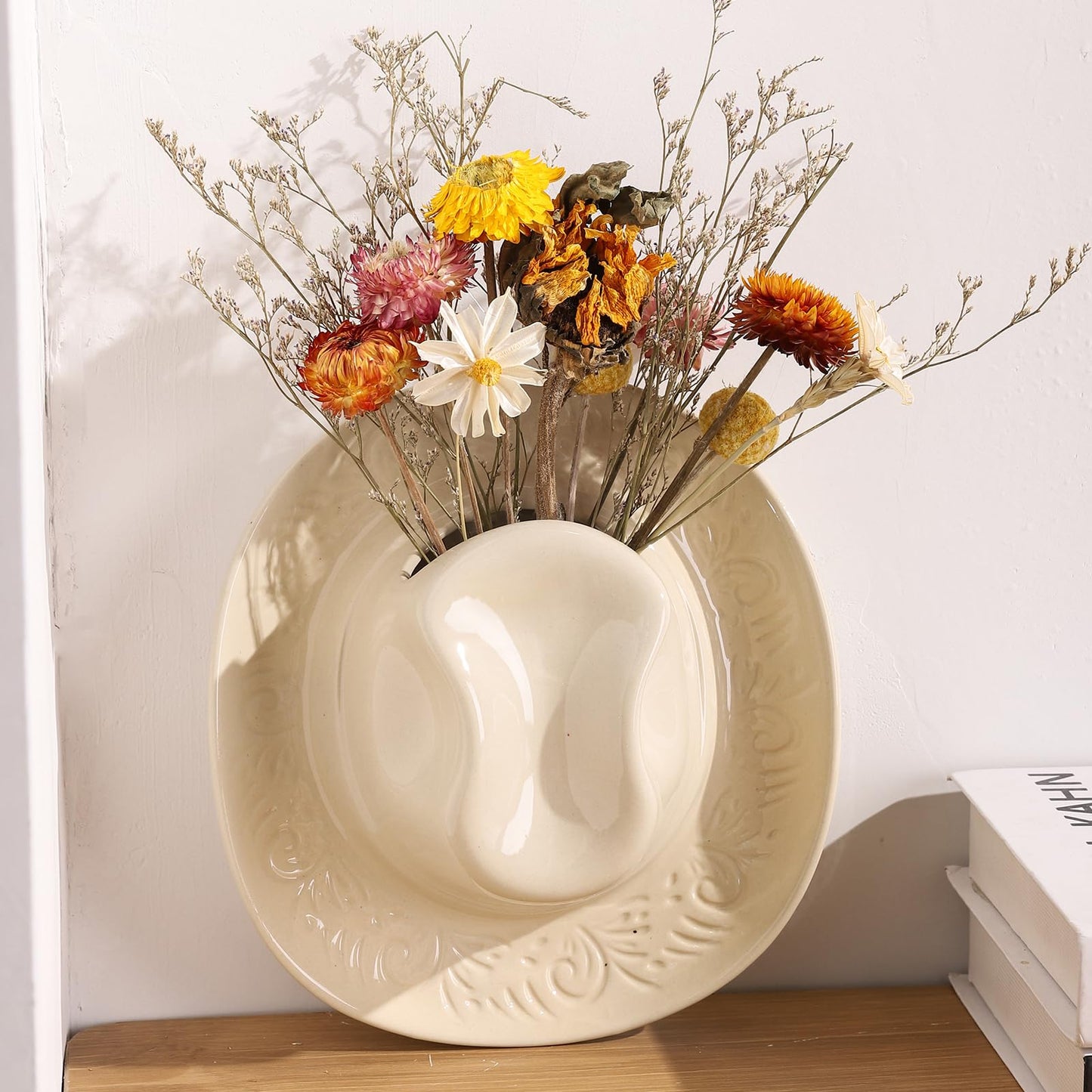 Hanging Wall planters for Indoor Plants, Ceramic Cowboy Wall vases for Flowers, for Bathroom, Living Room, Office, and Home Decor. Medium