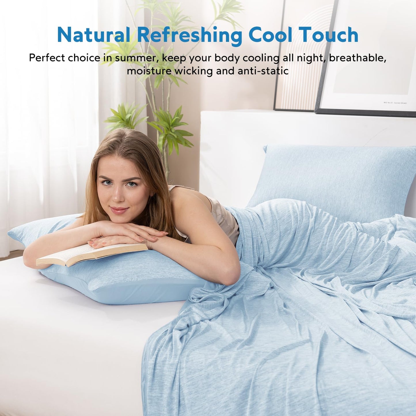 HOMFINE Cooling Blanket for Hot Sleepers - Summer Blanket Thin Lightweight Breathable Soft Double Side Enhanced Cooling for Bed Couch Sofa, Keep Cool for Night Sweats (Light Blue, 60 x 80 inches)