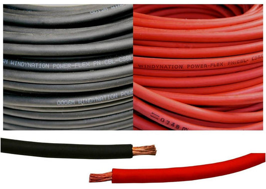 1/0 Gauge 1/0 AWG 25 Feet Black + 25 Feet Red Welding Battery Pure Copper Flexible Cable Wire - Car, Inverter, RV, Solar