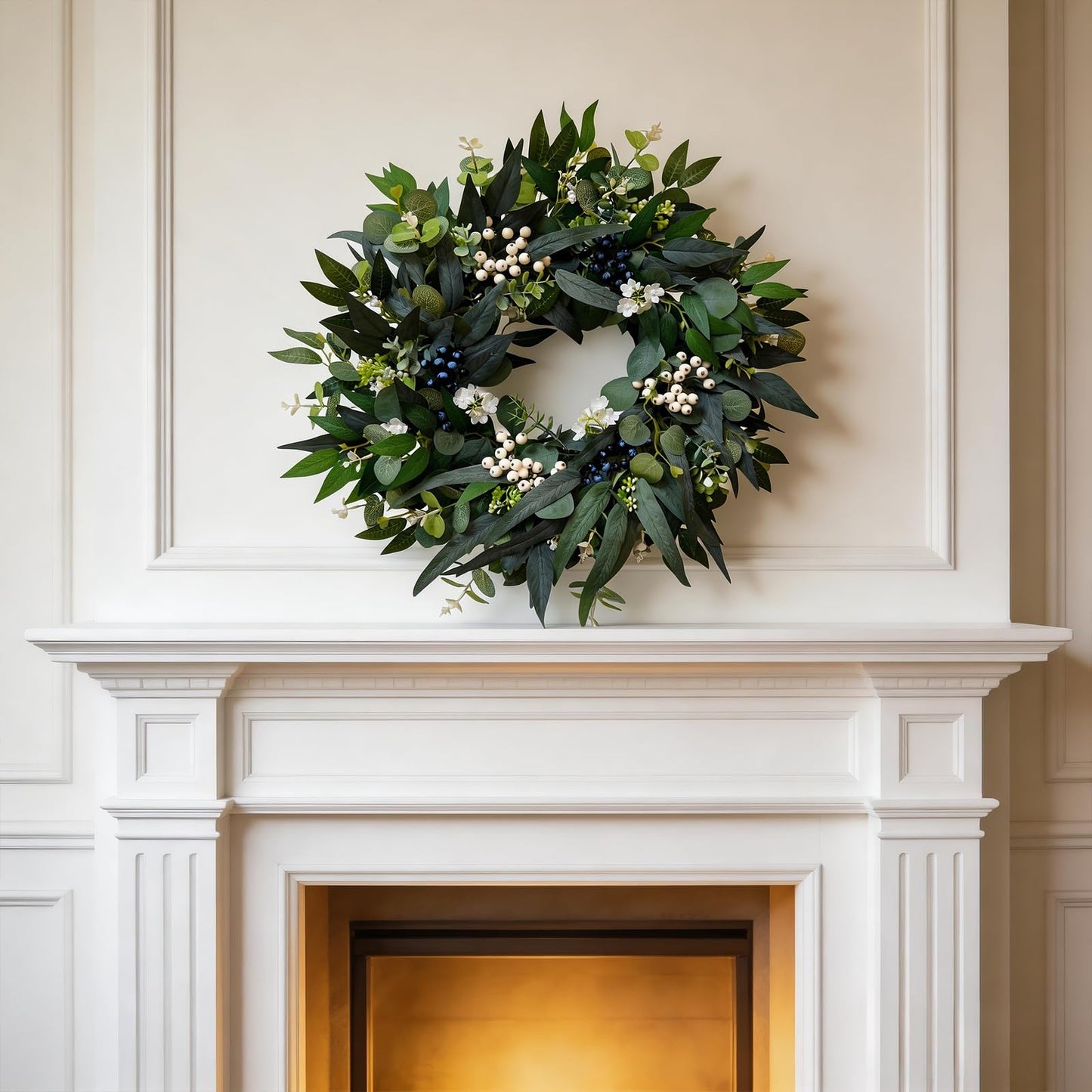 24'' Eucalyptus Wreaths for Front Door,Spring Summer Fall Winter Wreaths,Large Outdoor Greenery Wreaths for Porch,Wall,Holiday,Home Decor-Spring, Summer, Fall, Winter All Seasons