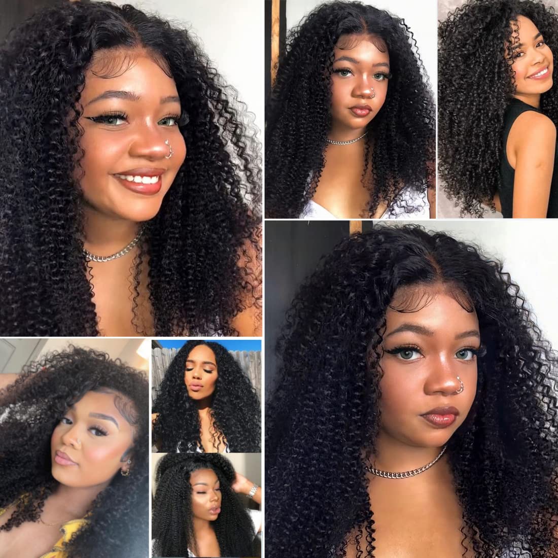 Ladoux Kinky Curly Lace Front Wigs 13x6 HD Lace Front Kinky Curly Wig for Women 180% Density Pre Plucked With Baby Hair Afro Kinky Curly Human Hair Wigs 20Inch Kinky Curly HD Lace Front Human Hair wig