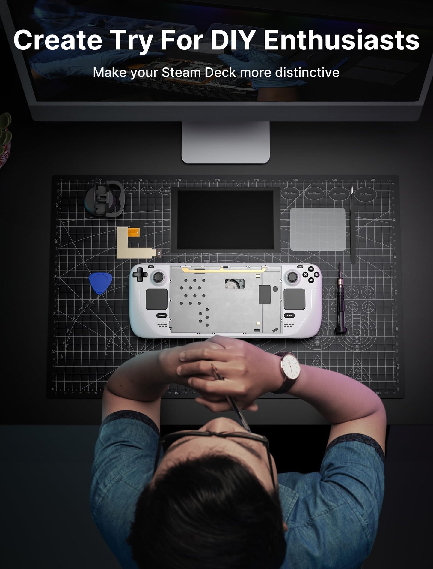 JSAUX Back Plate Vents Version Compatible with Steam Deck LCD, DIY Replacement Full Shell Case Compatible with Steam Deck LCD [White]