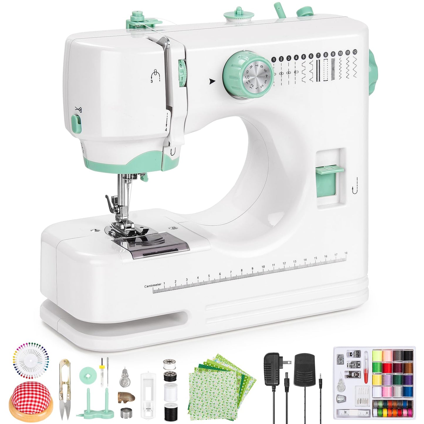 Uwyriwooq Sewing Machine for Beginners, Mini Sewing Machine with Sewing Kits, Electric Portable Sewing Machine with Full Featured, Built-in 12 Stitches, Twin Needle