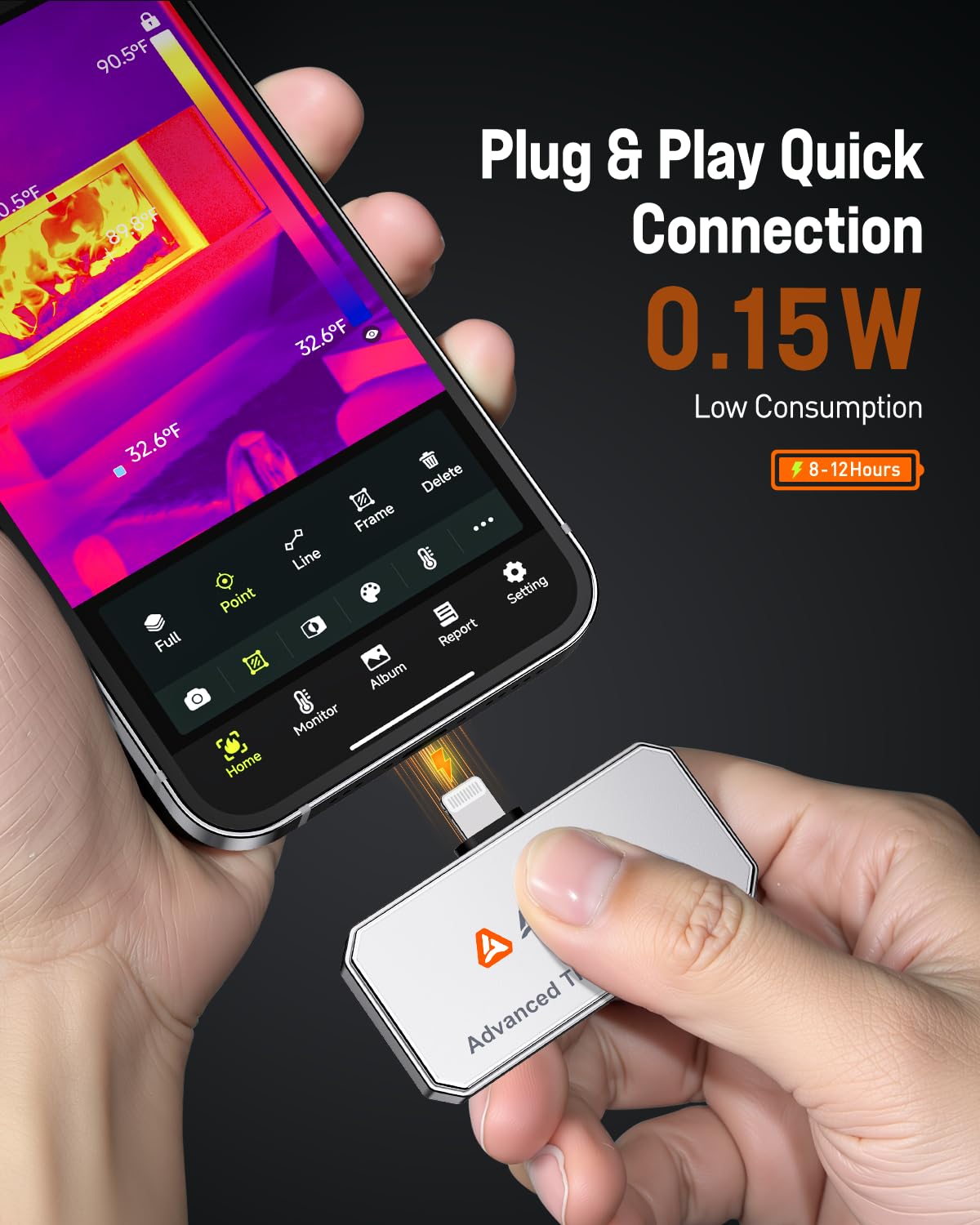 ANCEL IR101 Thermal Camera, 256x192 IR Resolution Thermal Imaging Camera for iPhone iPad (iOS) with Lightning Port, 25Hz Frame Rate Infrared Camera for Home/Pets/Electrical/Industrial/PCB Inspection