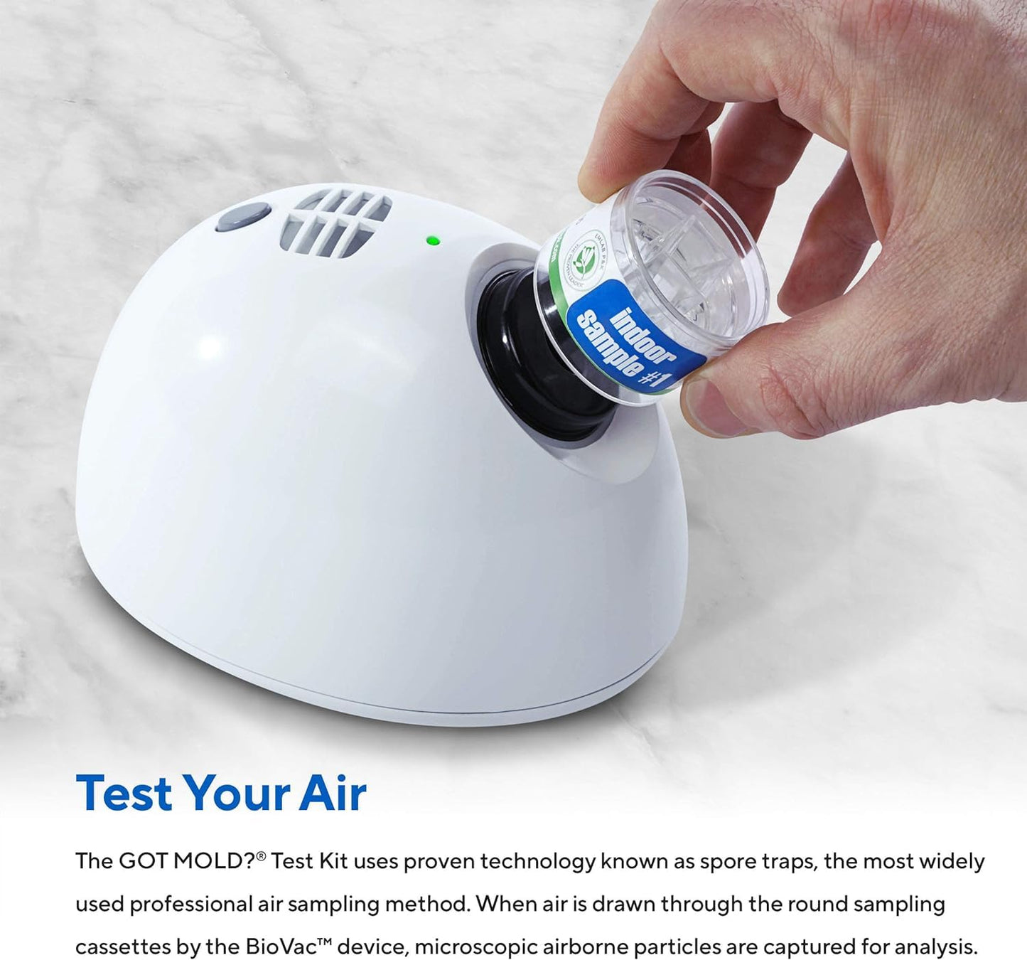 2 ROOM KIT | Test Your Air! Professional Quality Mold Test Kit for Home - All Fees Included - 1, 2 & 3-Room Test Kits & Refills - Reusable BioVac™ Air Sampler - Full Mold Type & Quantity Analysis