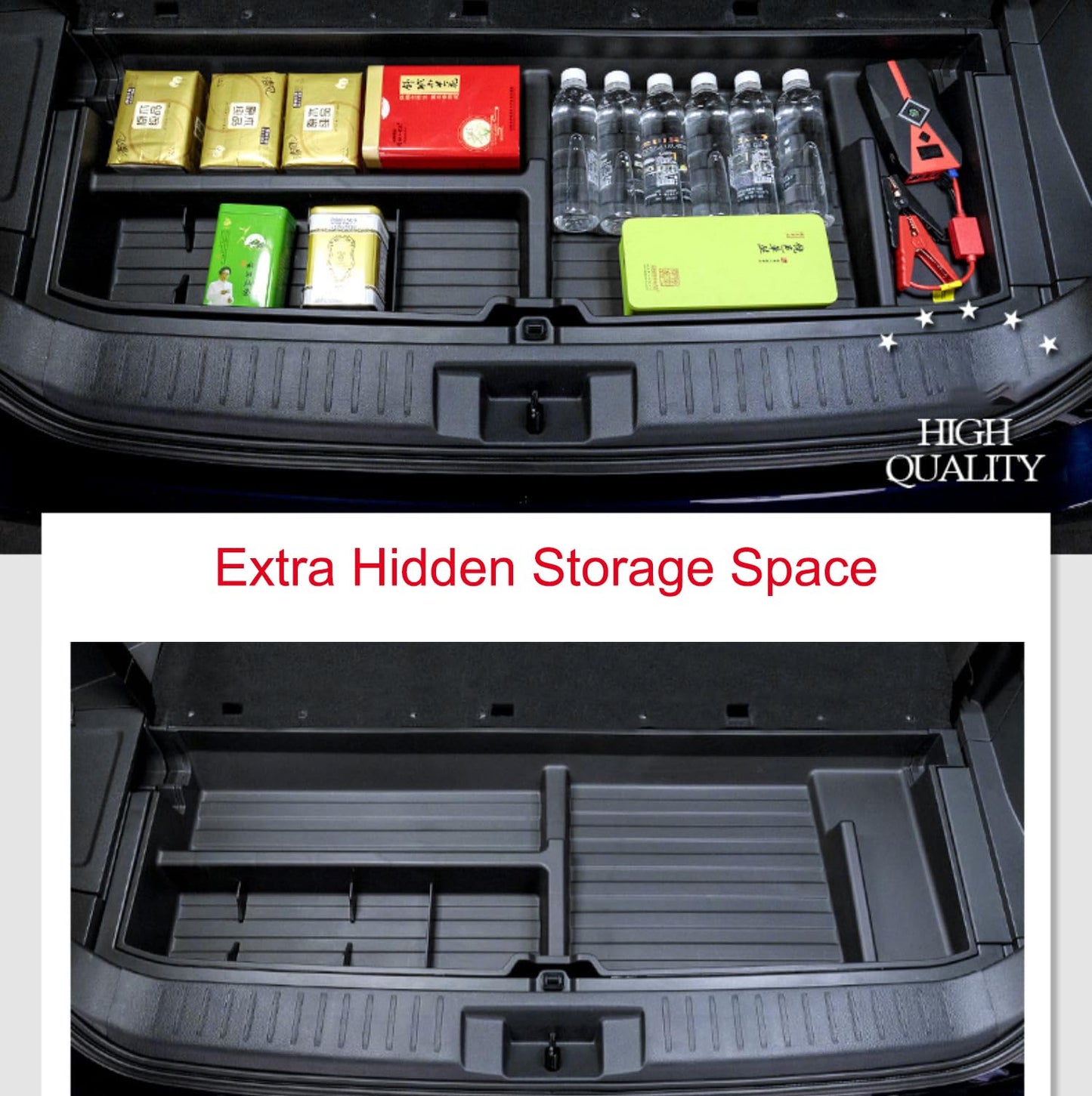 AutoQi For 2020-2026 Toyota Highlander Trunk Hidden Storage Box, SUV Insert Cargo Rear Hatch Organizer, Extra Space fits Highlander Under Cargo Floor Storage Bins Accessories