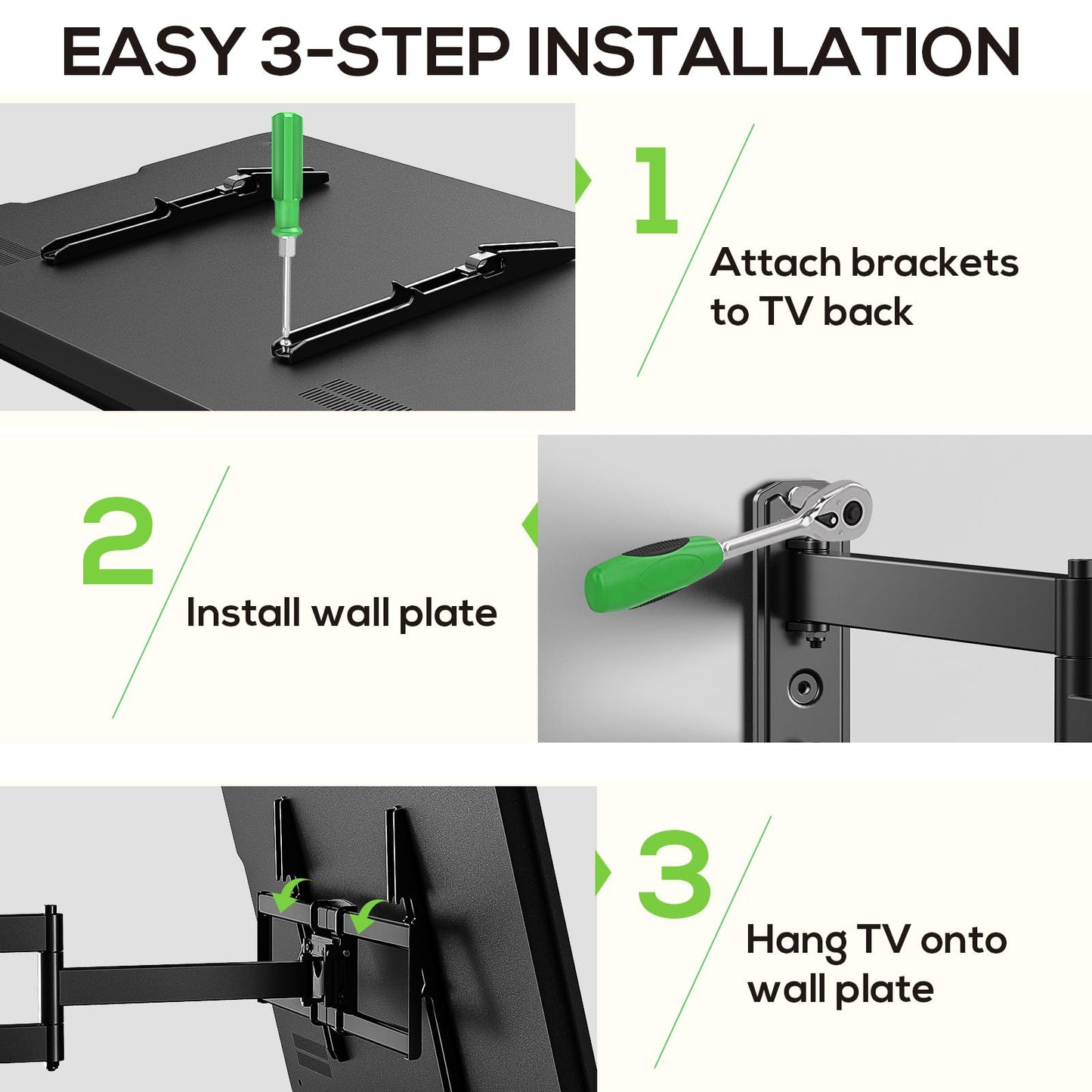USX MOUNT Corner TV Wall Mount with 32.05" Long Arm for 32-75 Inch TVs up to 100 lbs, Full Motion TV Wall Mount Bracket with Swivel and Tilt, Max VESA 600x400mm fit Most 32 40 50 55 60 65 70 75TVs