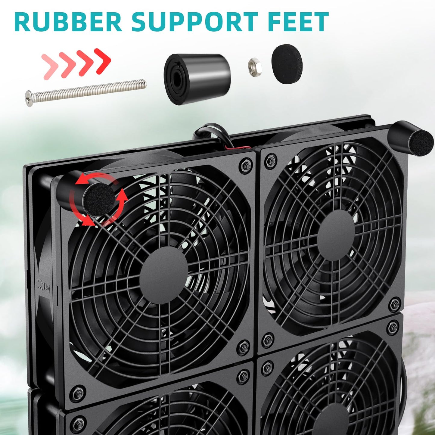 Wathai 120mm x 4 Router TV Box Fan 110v - 240v Big Airflow with Speed Control for DIY Gaming Consoles, Amplifiers, Xbox, Laptop Stand, Mining Machines Devices Cooling