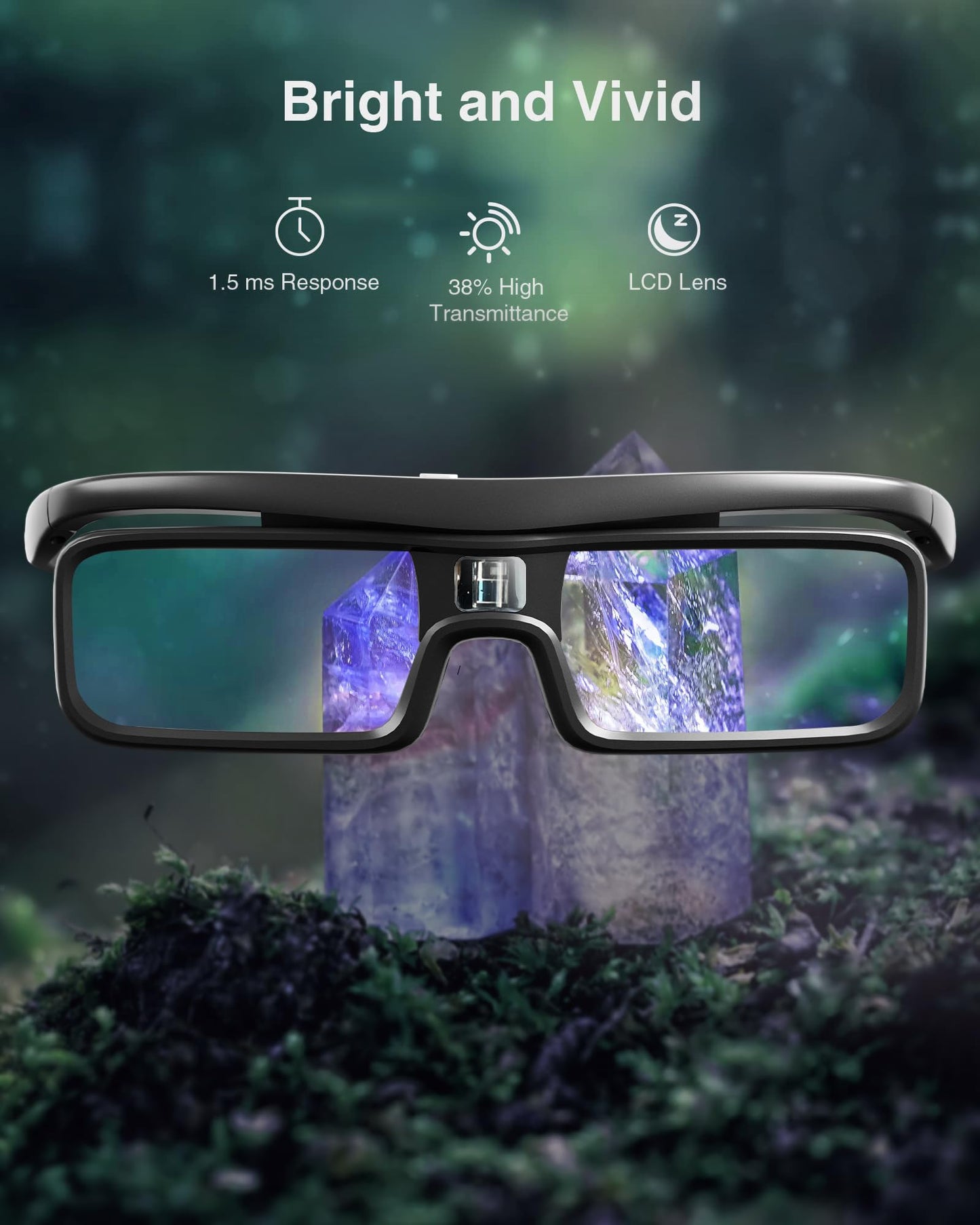 AWOL VISION DLP Link 3D Glasses, Rechargeable Active Shutter Eyewear compatiable with AWOL VISION LTV-3000 Pro and LTV-3500 Pro, Vanish TV & Other DLP-Link 3D projectors (2 Packs)