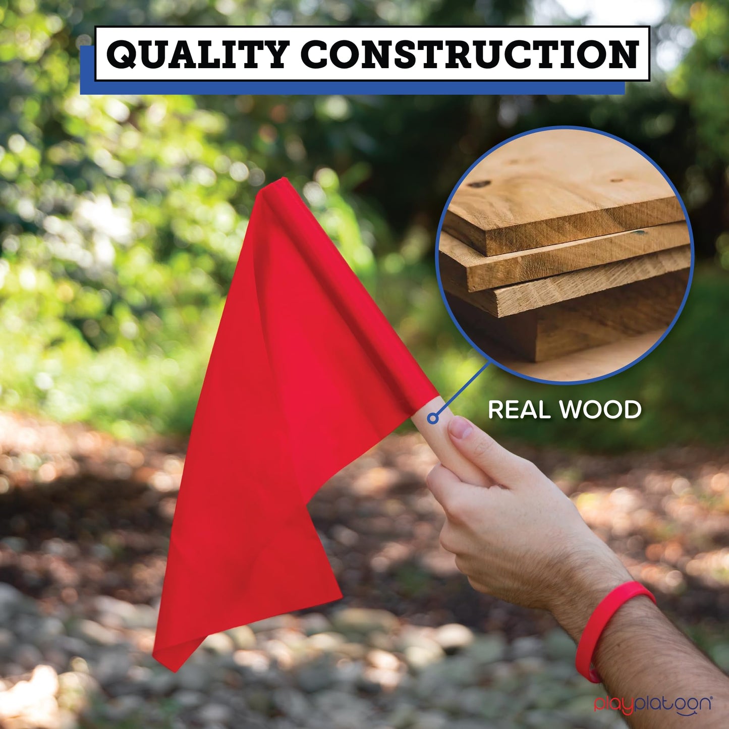 Play Platoon Capture The Flag, The Traditional Original 20 Player Set with Real Wood Handle Flags - Outdoor Yard Game for Family, Kids and Teens - Cool for Boy Birthday Gifts, Family Reunions, & Field