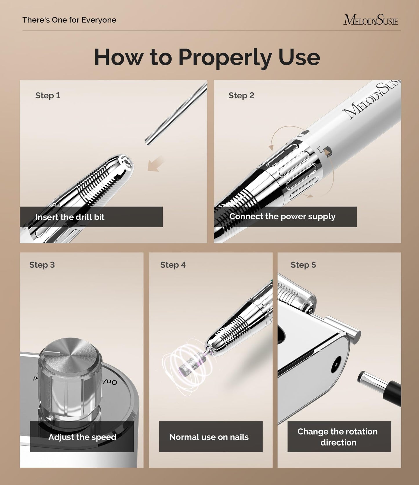 MelodySusie 35000RPM MM400C Nail Drill Professional, Rechargeable Cordless Nail Drill Machine Portable Efile for Acrylic Gel Nails Remove, 8Pcs Nail Drill Bits, Low Noise Low Heat, Sparkle Plus, White
