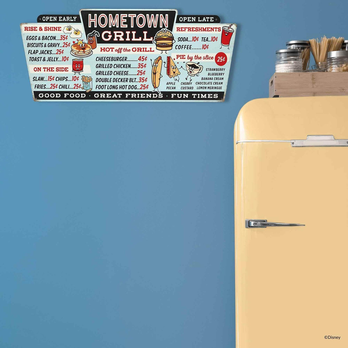 Hometown Grill Menu Metal Wall Decor - Large Distressed Menu Sign for Kitchen or Dining Room