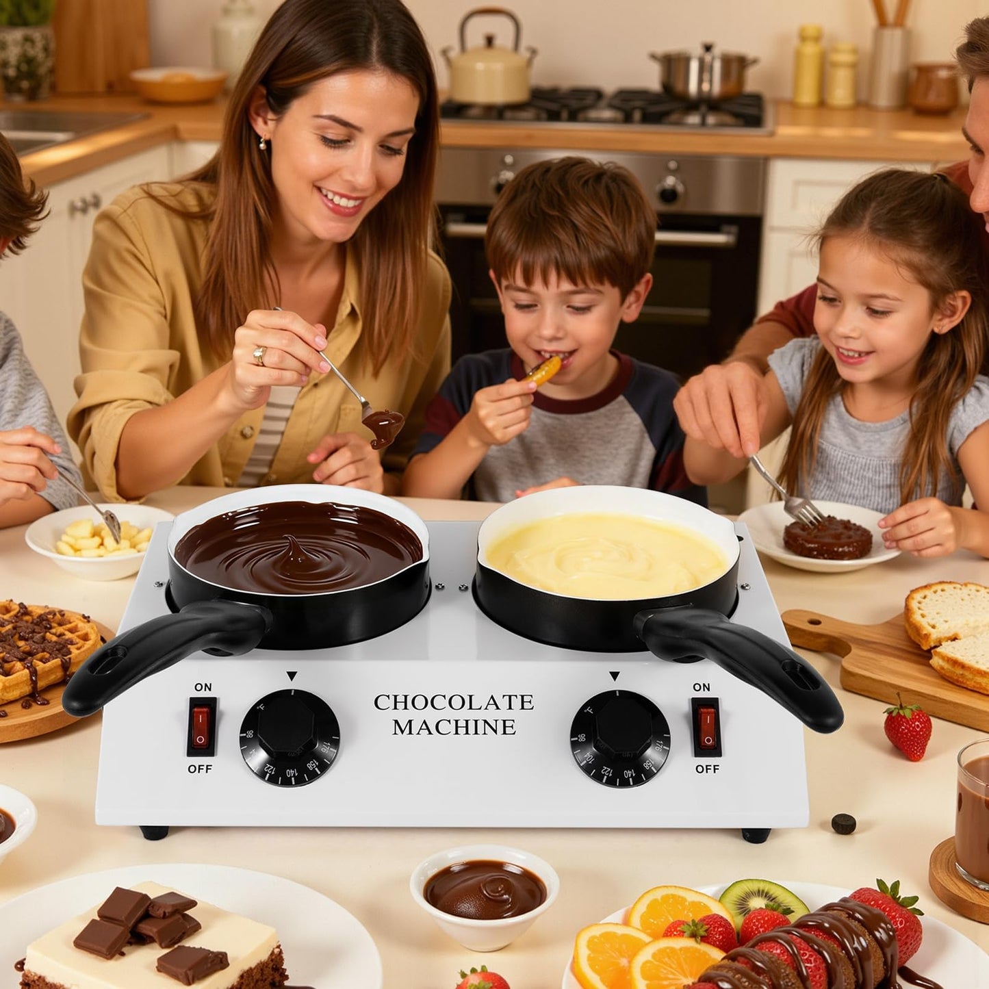 Dyna-Living Chocolate Melting Pot Dual Chocolate Tempering Machine for Melting Chocolate, 80W Chocolate Melting Machine Electric Chocolate Melter Pot for Home, Chocolate Fondue Pot for Chocolate Melt