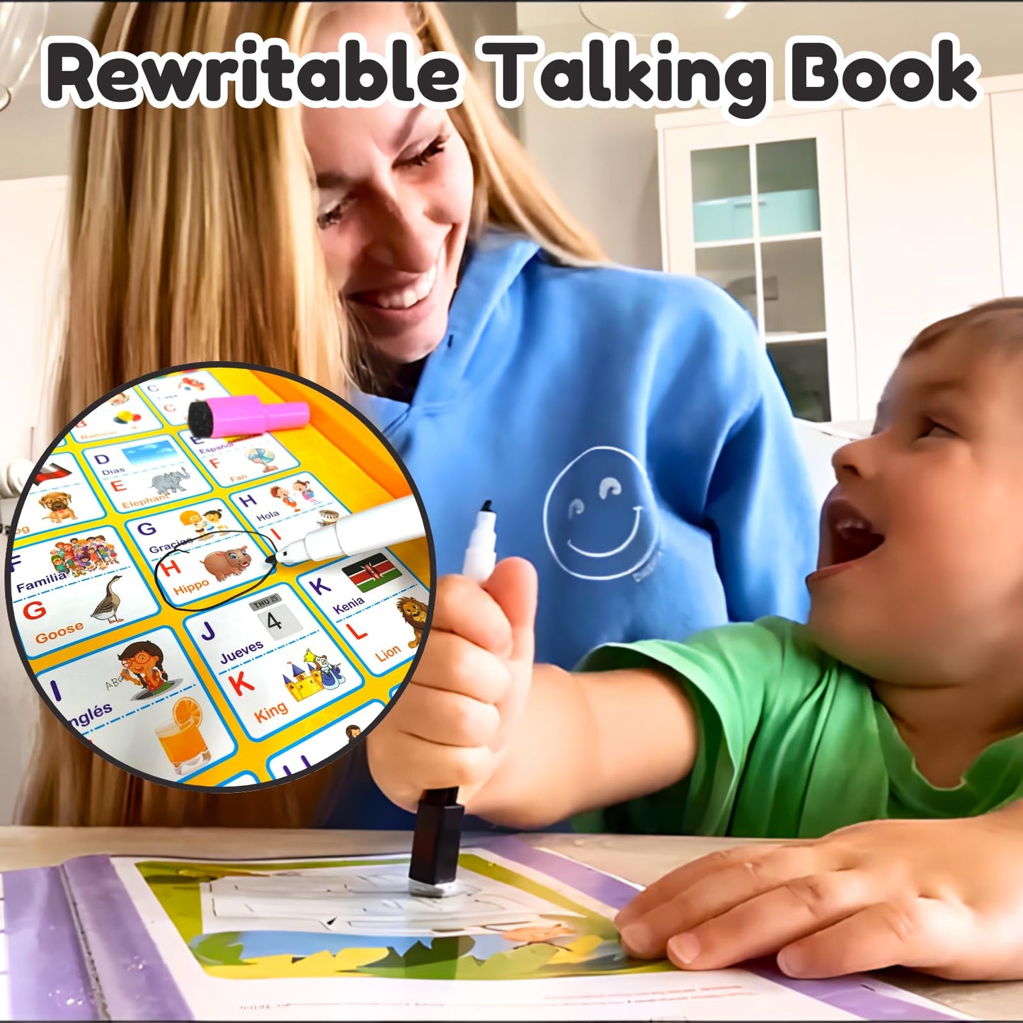Zeenkind Spanish English Sound Book for Kids 2 3 4 5 Years Old, 420 Words Audio Talking Books for Toddler, Interactive Toys to Learn Spanish, Bilingual Book Juegos para Niños
