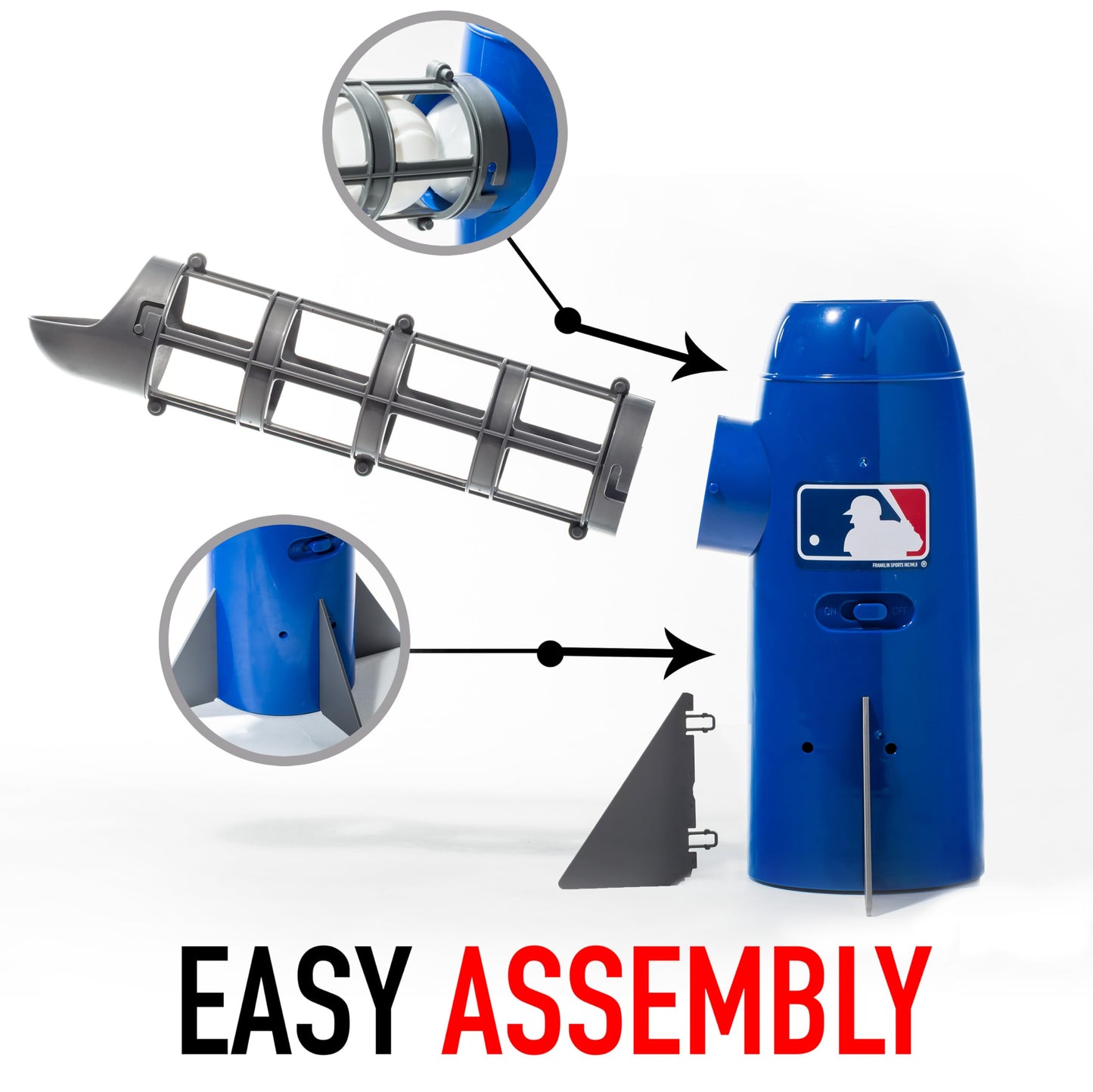 Franklin Sports MLB Kids Teeball Pitching Machine - Pop Rocket - Youth Teeball and Baseball Practice - Includes 5 Plastic Baseballs & Baseball Bat