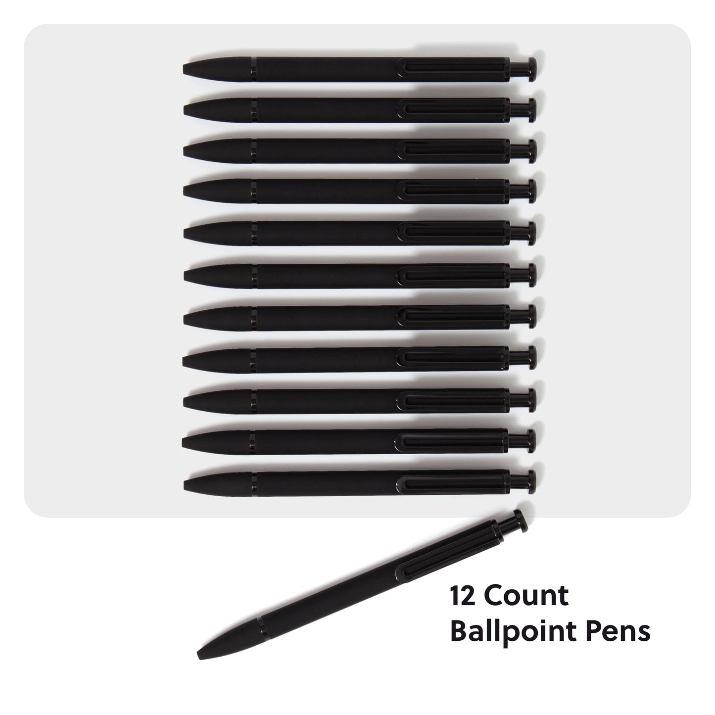 U Brands Monterey Soft Touch Ballpoint Pen, Retractable, Medium 1 Mm, Black Ink, Midnight Barrel, 12/pack