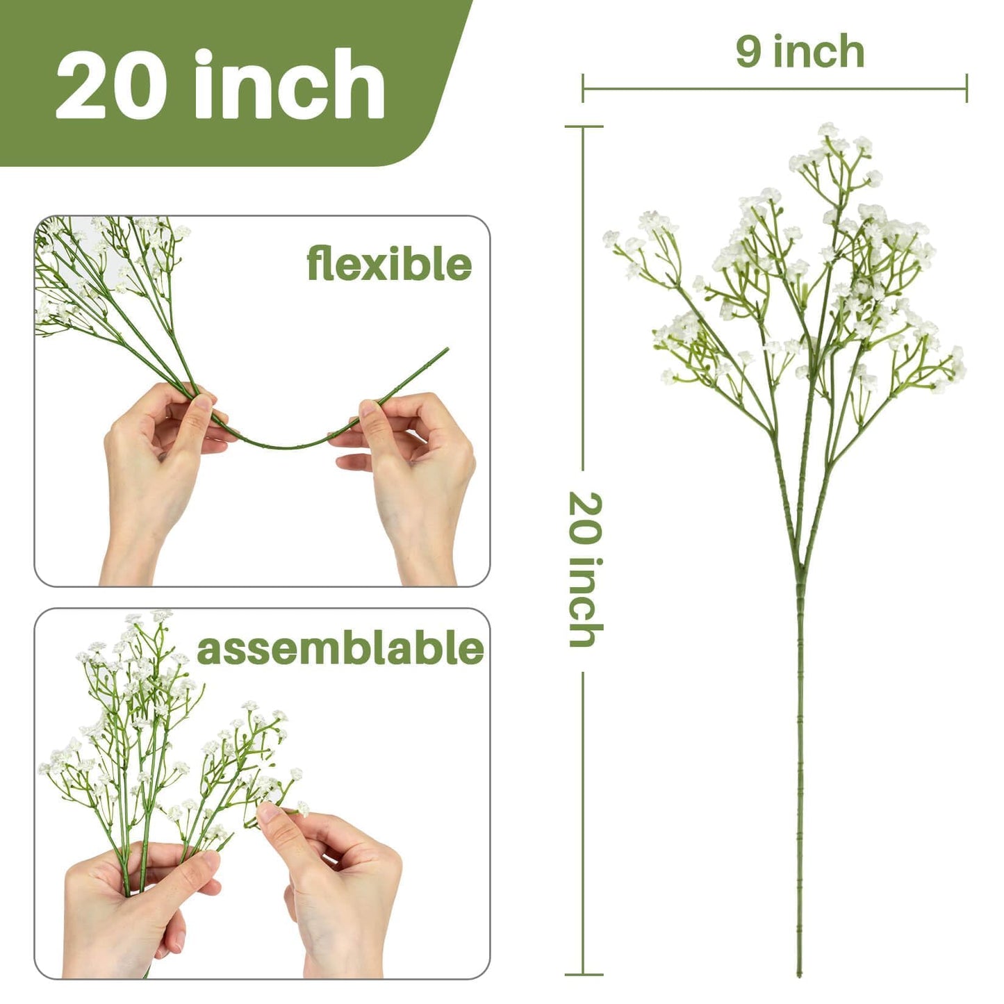 Sukh 30 Babys Breath Artificial Flowers - White Fake Flowers Baby's Breath Gypsophila Realistic Bouquet Flores Artificiales para Decoracion Plants for Wedding Table Centerpieces, Home Decoration