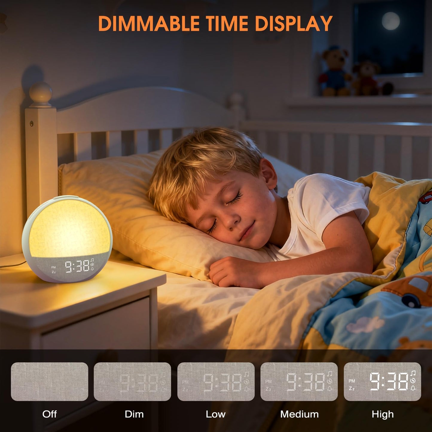 Sunrise Alarm Clock, White Noise Sound Machine with 30 Soothing Sounds, Dimmable Night Light, Natural Sunlight Lamp Gentle Wake Up Light for Bedrooms, Kids, Heavy Sleepers Adults, Baby, Ideal for Gift