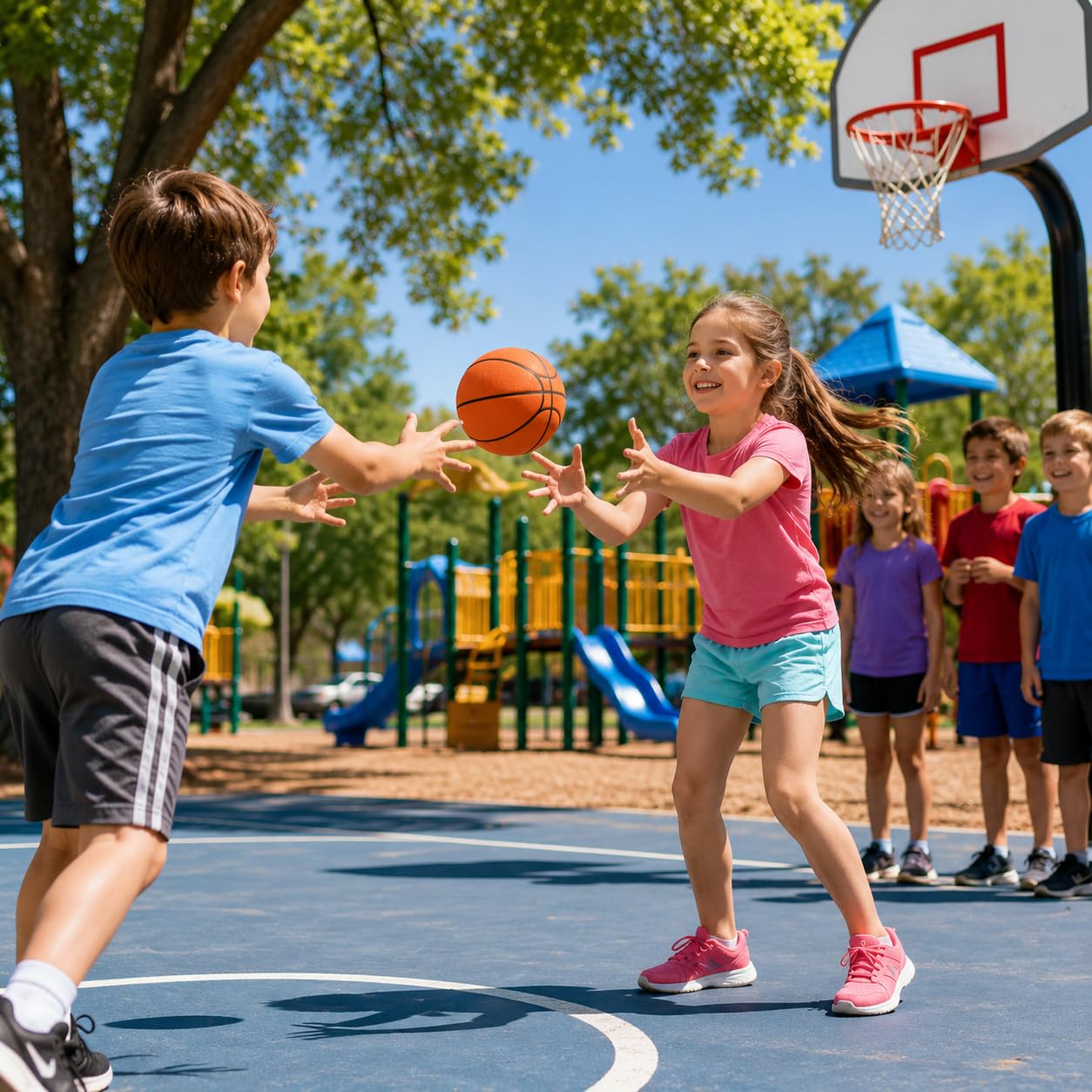 The Dreidel Company 7" Mini Rubber Basketball for Kids – Size 3 Youth Indoor Outdoor Basketball with Easy Grip Pebbled Texture for Mini Hoops, Toddlers and Beginner Ballers (4-Pack)