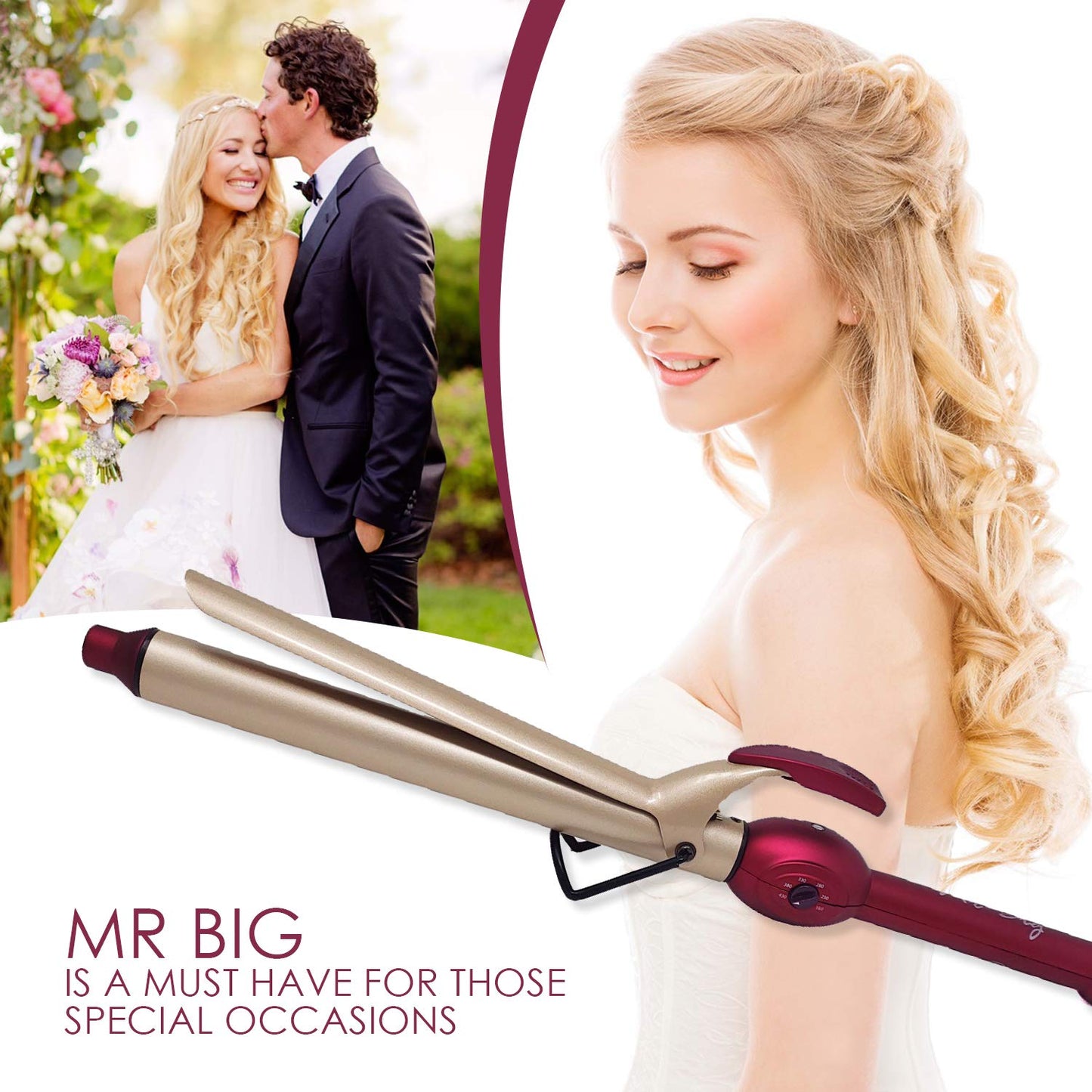 Mr Big Original Hair Curling Iron Wand - The Best, Longest XL Styling Curling Irons for Long Hair on The Market, Change Flat Bed Head Hair with This Waver Curler into Beach Waves, 9.5" Barrel, 1"