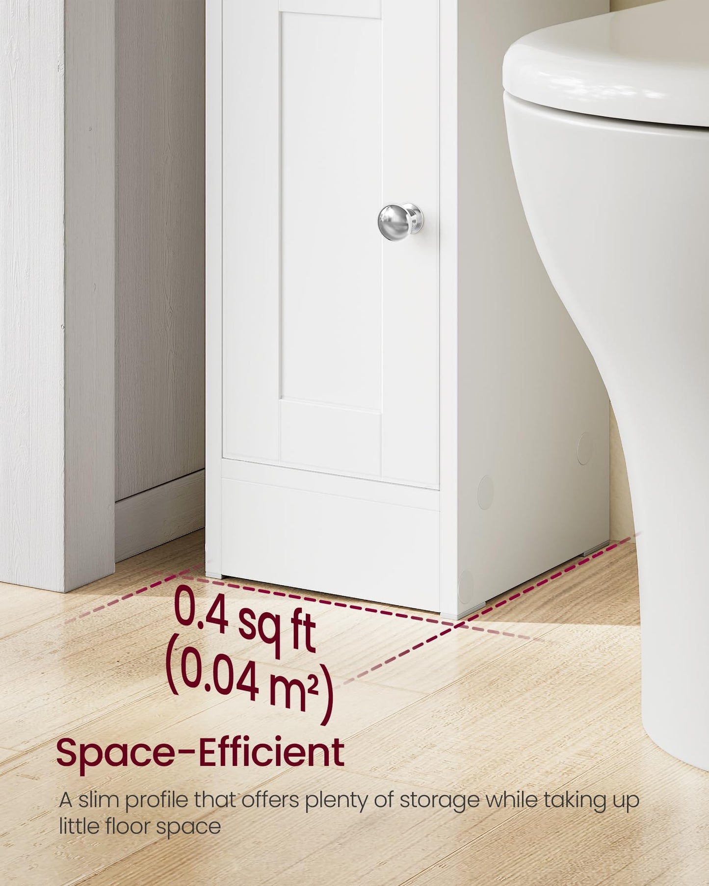 VASAGLE Siren Collection - Slim Storage Cabinet with Reversible Doors, Small Storage Corner Floor Cabinet, Narrow Orgnizer, Adjustable Shelves, Farmhouse, Cloud White UBBK312WB01S