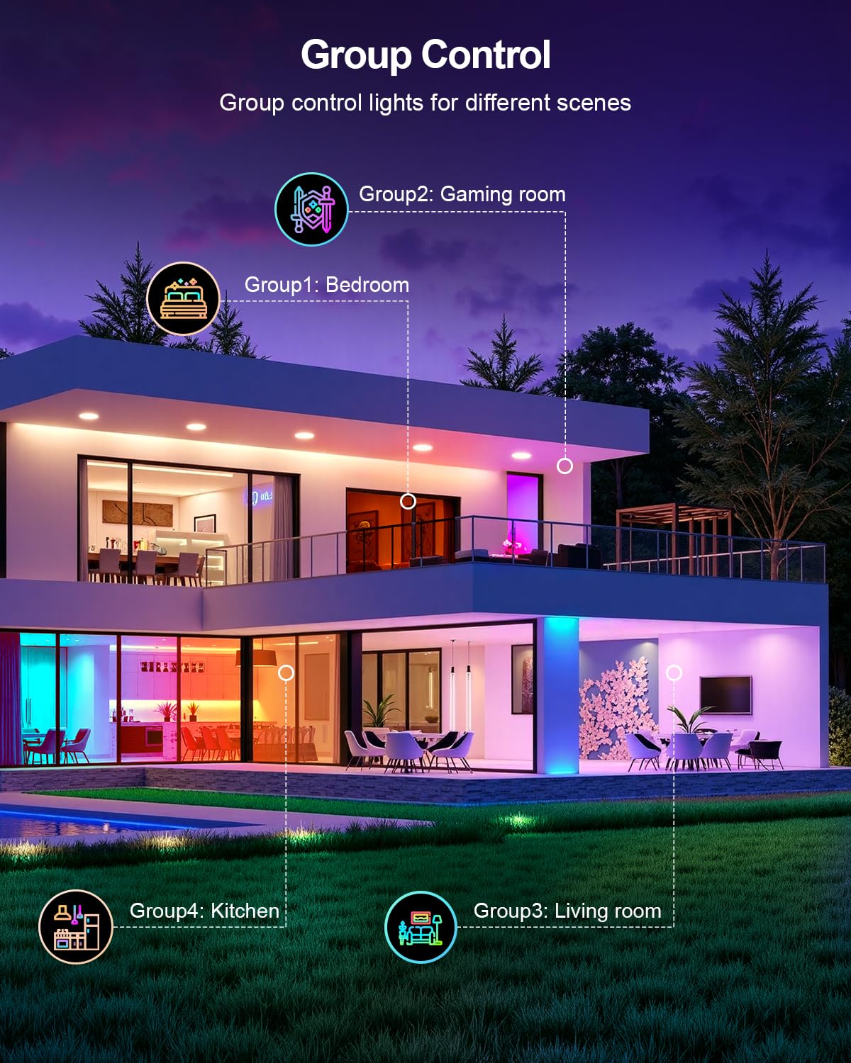 DUSKTEC Smart Recessed Lighting 6 Inch, RGBCW LED Recessed Ceiling Light Work with Alexa, Dimmable 16W 1500LM Canless Downlight with Junction Box for Living Room, 6 Pack
