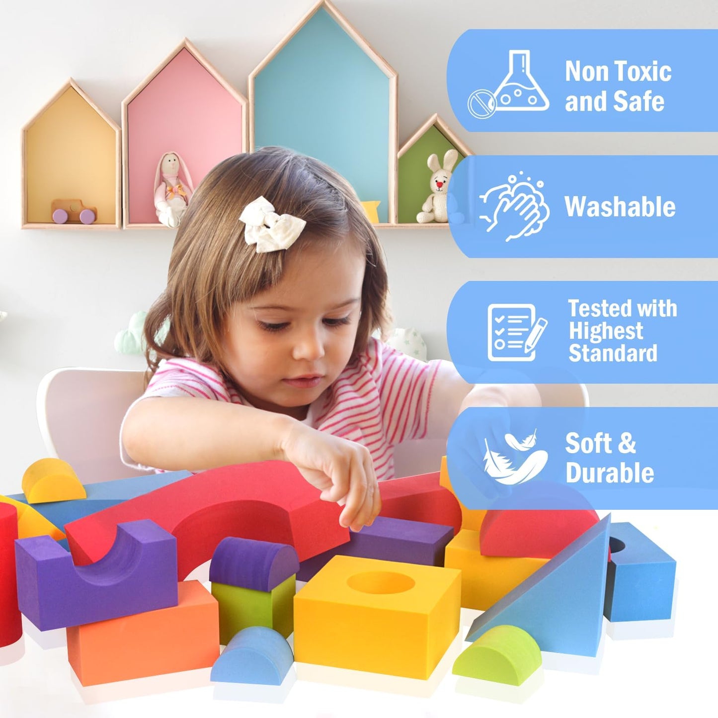 Large Building Foam Blocks for Toddlers – Giant Jumbo Big Building Blocks, Toddler Toys for 3+ Year Old Boy and Girl Gifts (36 Pieces)