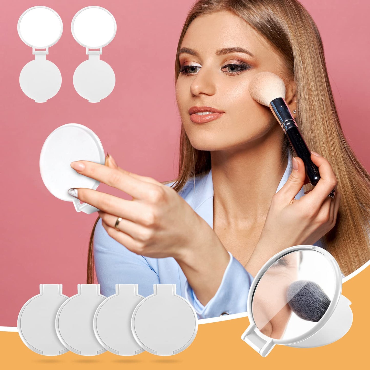 Yalikop 72 Pcs Compact Mirror Bulk Portable Round Makeup Mirror Mini Foldable for Purse Women Travel Daily Use (White)