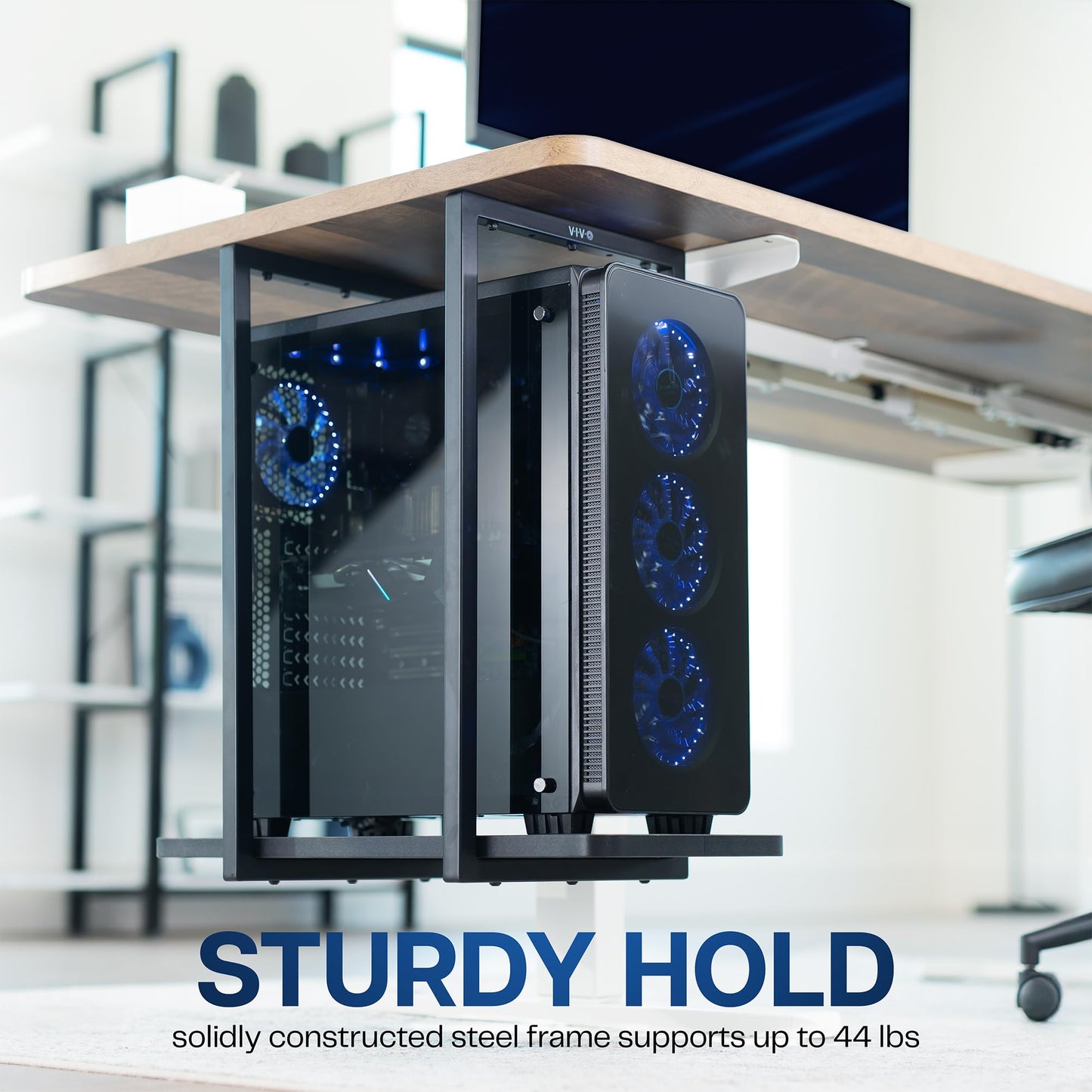 VIVO Heavy Duty Under-Desk PC Mount Shelf, Computer CPU Holder, Supports up to 44 lbs, Black, Mount-PCSF1