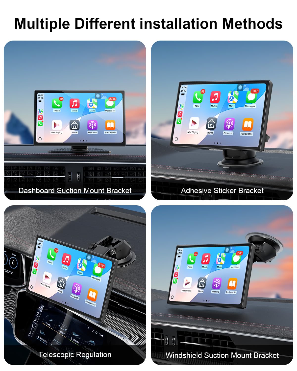 HK9 Carplay Screen for Car, 9" HD Portable Apple Carplay & Android Auto Screen, with 4K Dash Cam & 1080P Backup Camera, Upgrade Car Play Touchscreen, GPS Navigation/Siri/Mirror Link/Bluetooth/FM