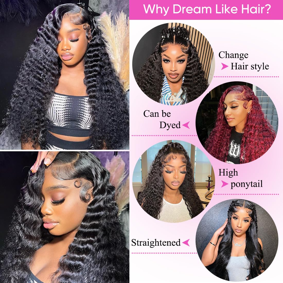 30 Inch Deep Wave Lace Front Wigs Human Hair 13x4 HD Human Hair Lace Front Wigs for Women Glueless Frontal Wigs Human Hair Pre Plucked with Baby Hair 180 Density Deep Human Hair Wig