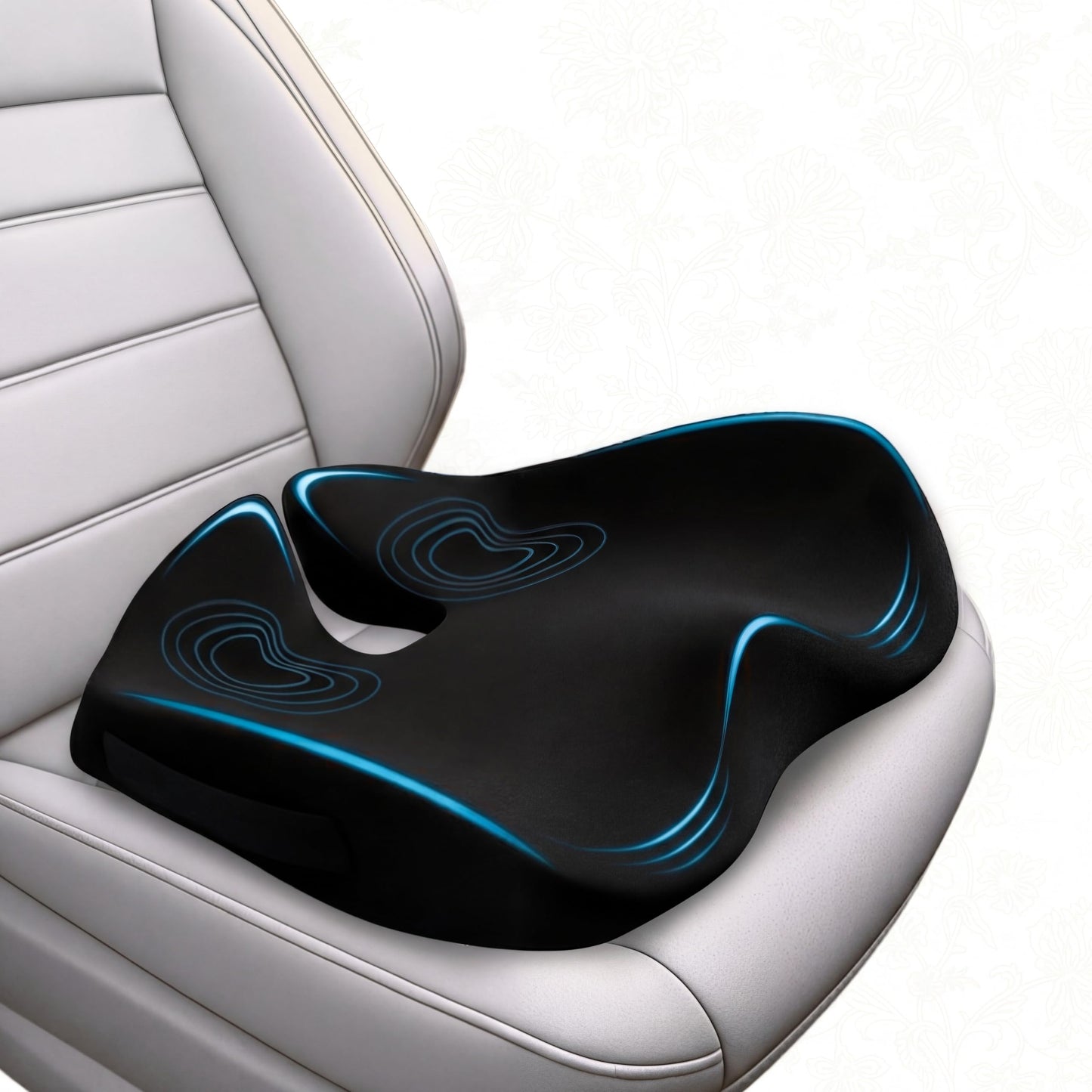 SitCushion Car Seat Cushion for Long Driving, Extra Large Memory Foam Seat Cushion for Sciatica Pain Relief, Car Essentials Orthopedic Pillow for Back Support, Tailbone Pain Relief Cushion (Black)