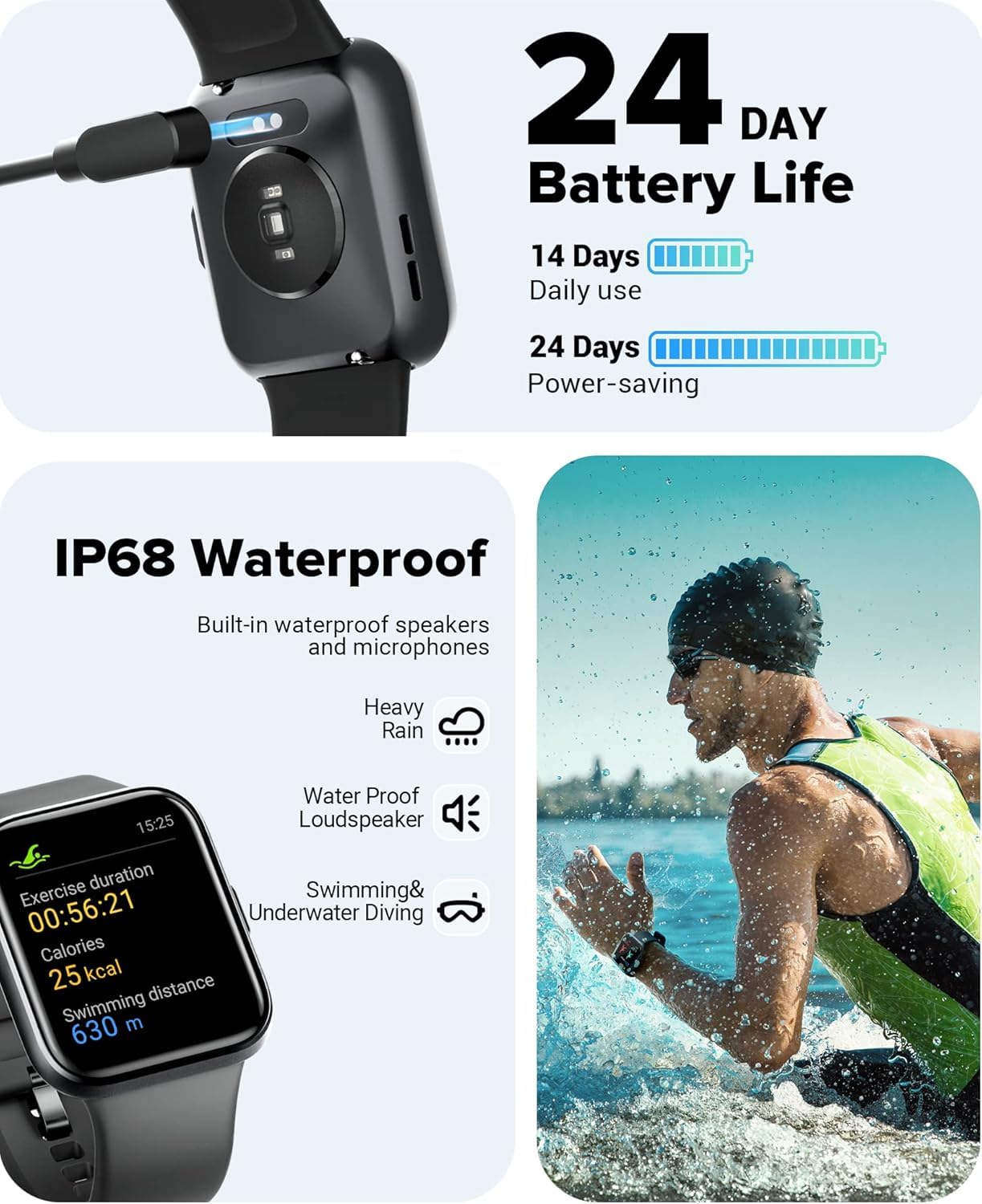 Smart Watch for Men Women Android iPhone, Alexa Built-in Fitness Watch with 1.8" LCD Screen & Bluetooth Call (Make/Answer), Heart Rate/SpO2/Sleep Monitor, 100 Sports, IP68 Waterproof Smartwatch