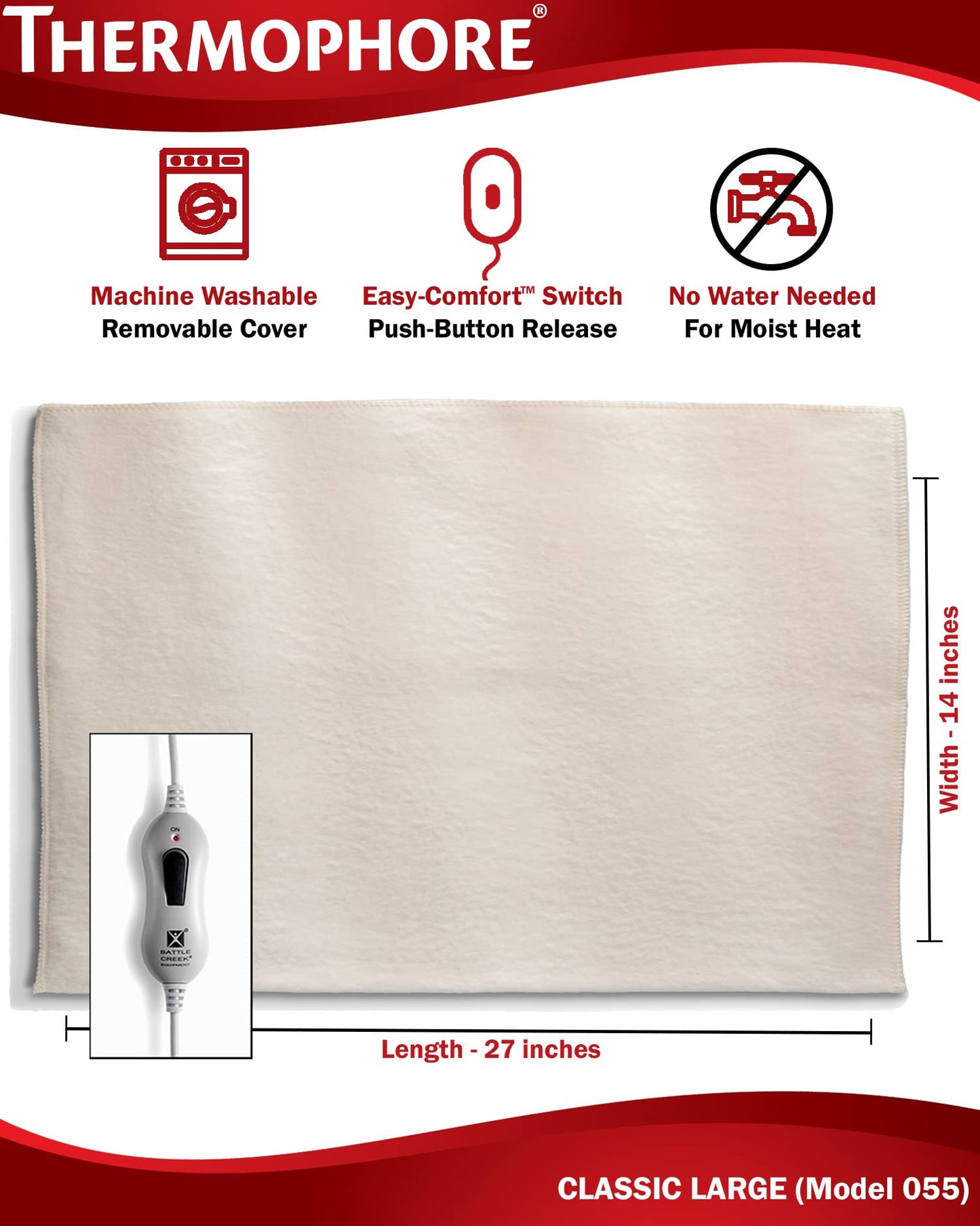 Thermophore Classic Heat Pack (Model 055) 14" X 27" Tan