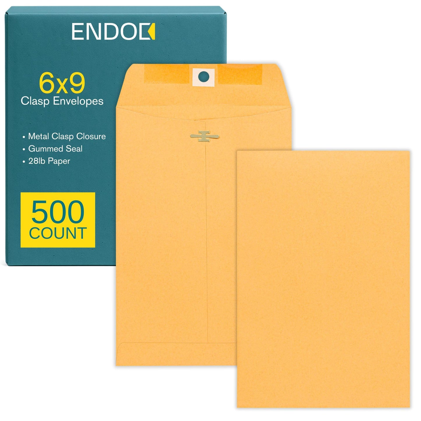 6x9 Clasp Envelopes – 500 Pack Brown Kraft Catalog Envelopes with Clasp Closure & Gummed Seal – 28lb Heavyweight Paper Mailing Manila Envelopes for Home, Office, Business, Legal, or School