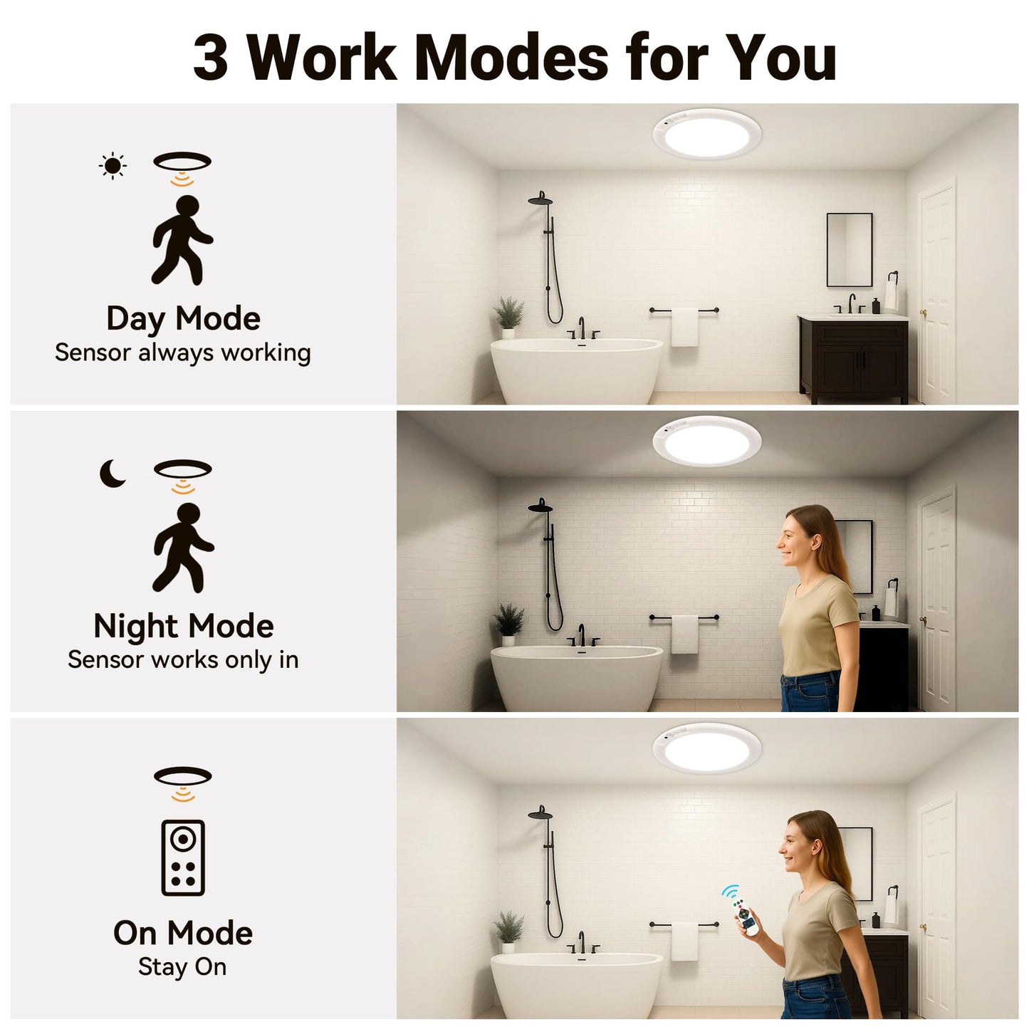 Rechargeable Ceiling Light No Wiring - Battery Operated Led Lights for Bedroom with Remote, Motion Sensor Night Light Indoor Hallway, Living Room, Bathroom, Home & Kitchen Decor Lighting (4)