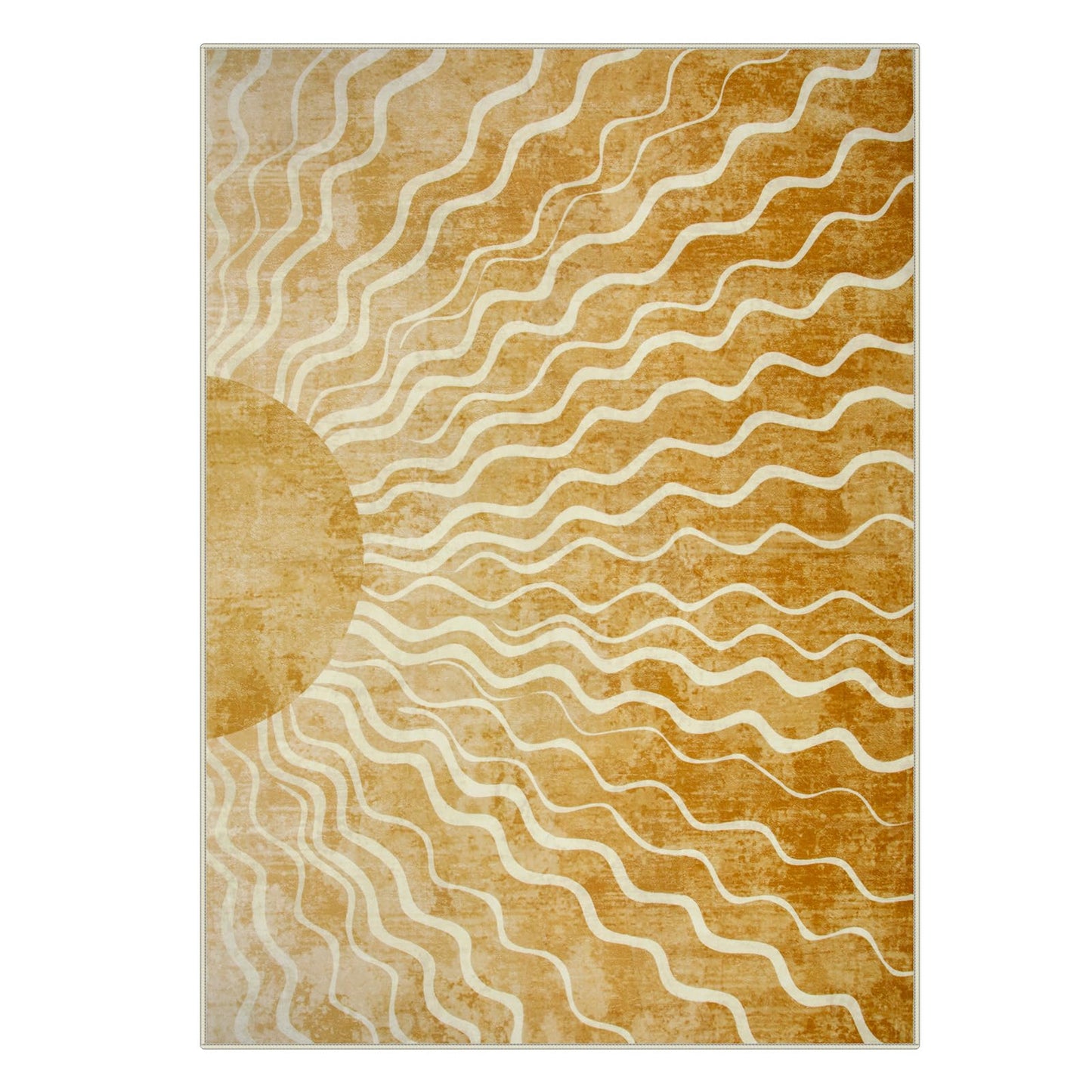 Wonnitar Sun 5x7 Area Rug, Boho Ombre Yellow Bedroom Rug Machine Washable Carpet, Ultra Thin Soft Non Slip Mid Century Nursery Carpet for Kids Room Living Room Playroom Classroom Decor