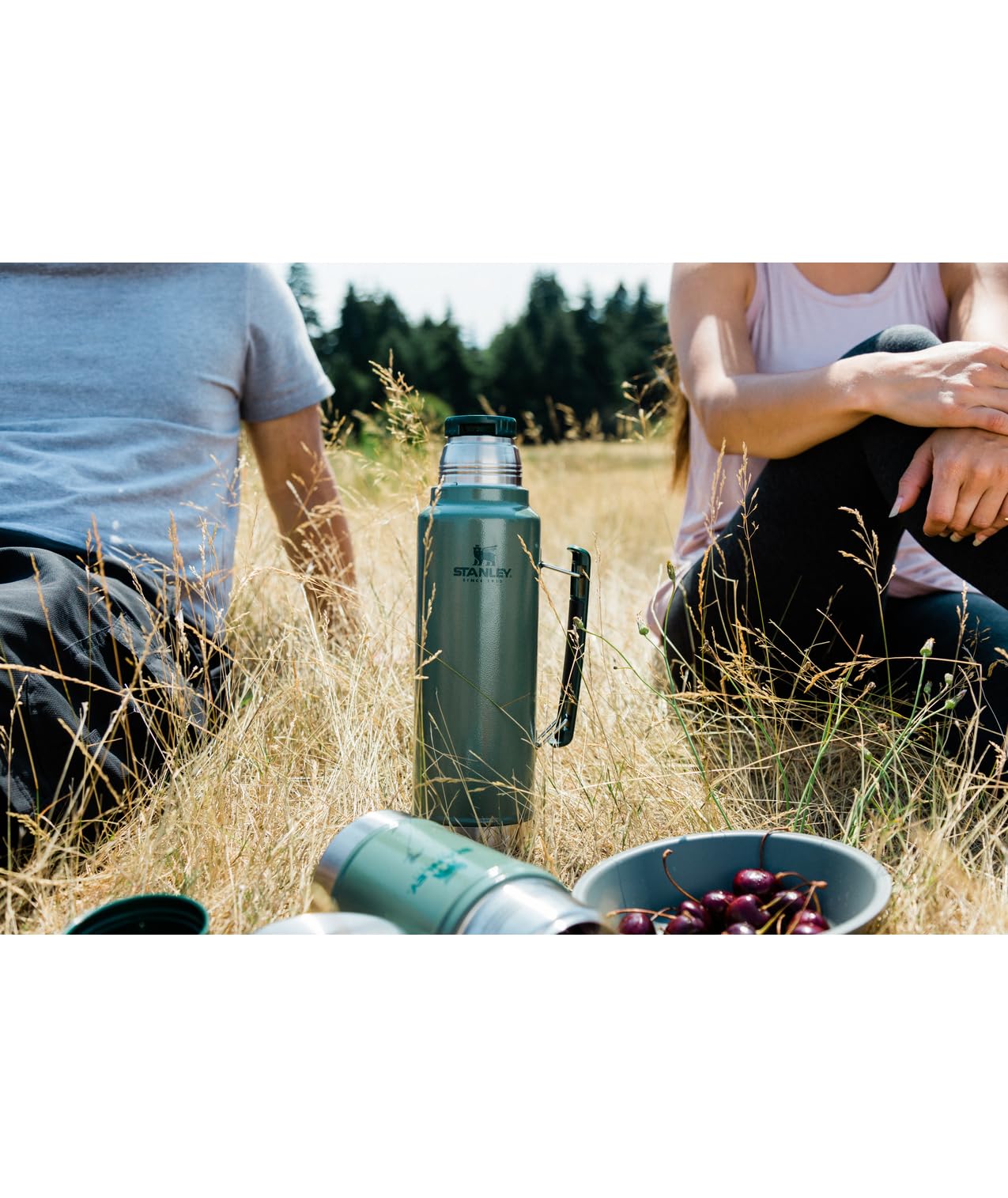 Stanley Classic Legendary Vacuum Bottle 2.0 qt | Wide Mouth with Leakproof Cup Lid |Keep Drinks Hot or Cold | Packable for Travel | Insulated Stainless Steel Thermal Bottle | BPA-Free|Hammertone Green