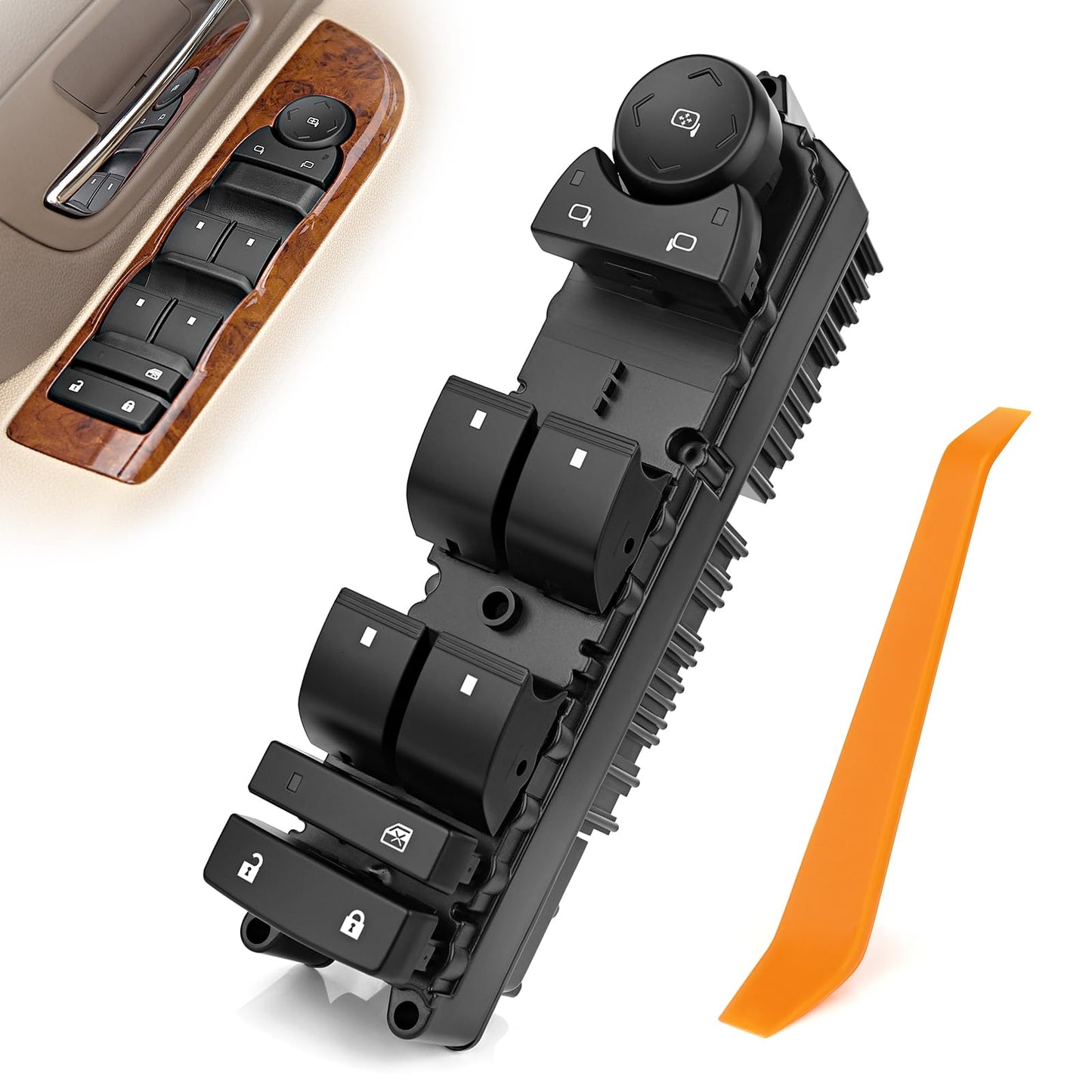 TOP-MAX 20835552 Master Power Window Switch Driver Side Compatible with 2007-2013 Chevrolet Silverado, Avalanche, 2007-2014 Suburban, Tahoe, Sierra, Yukon Without Power Folding Mirrors, OE# 20835552