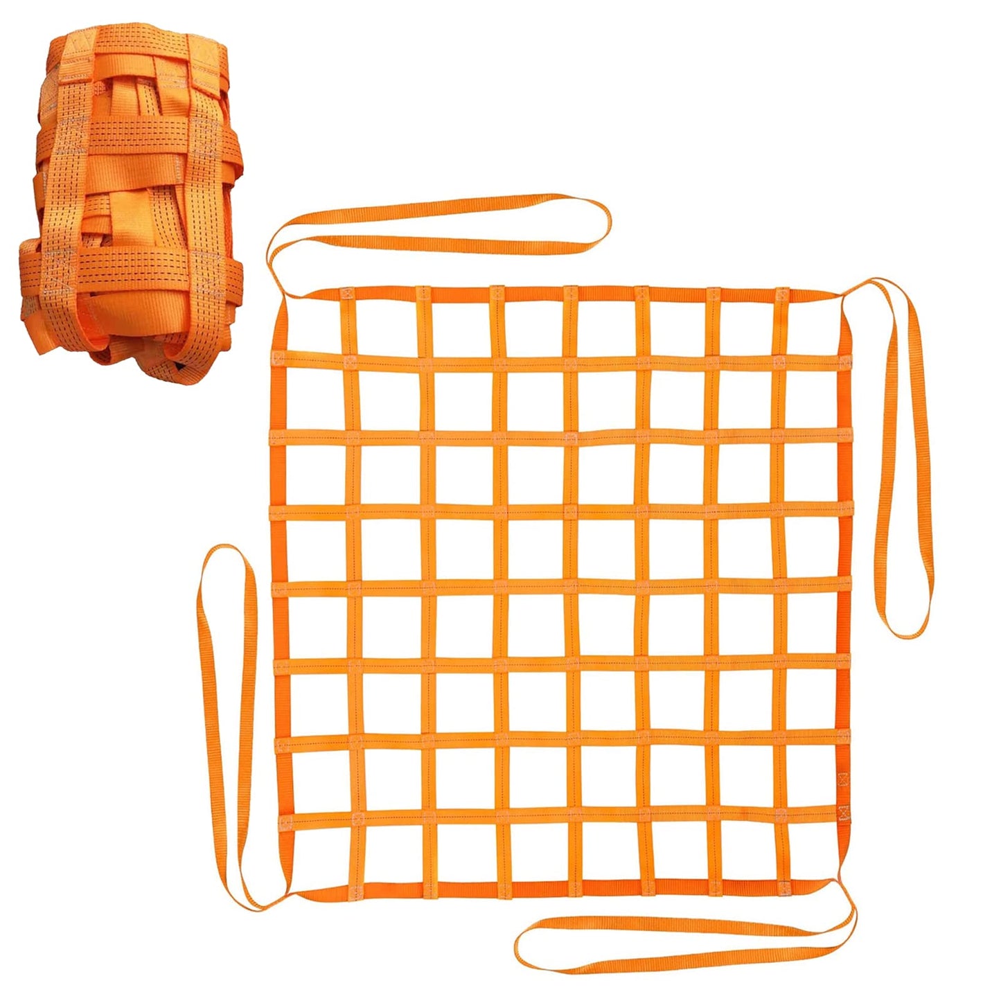 Safety Lifting Net Straps, Flat Nylon Sling Hoisting Net, 6.6' x 6.6'ft Cargo Lifting Nets, Lifting nets and Unloading Heavy Objects(Load:7800lbs) Sling Hoisting Net for Construction Rigging Moving