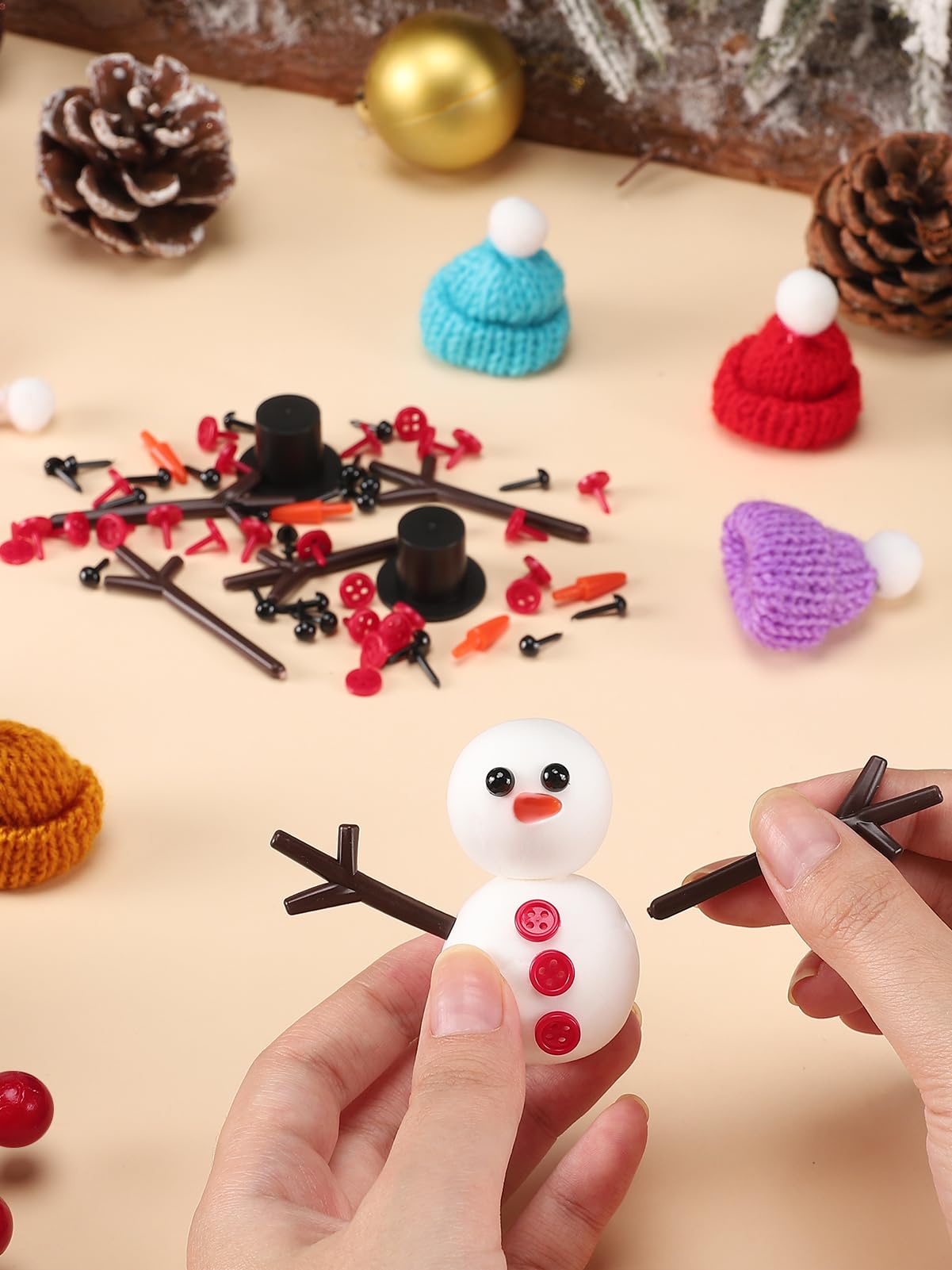Cosweet 24 Pack Christmas Snowmen for Kids - Build a snowman kit with air dried clay, gift for parties, winter activities, leisure